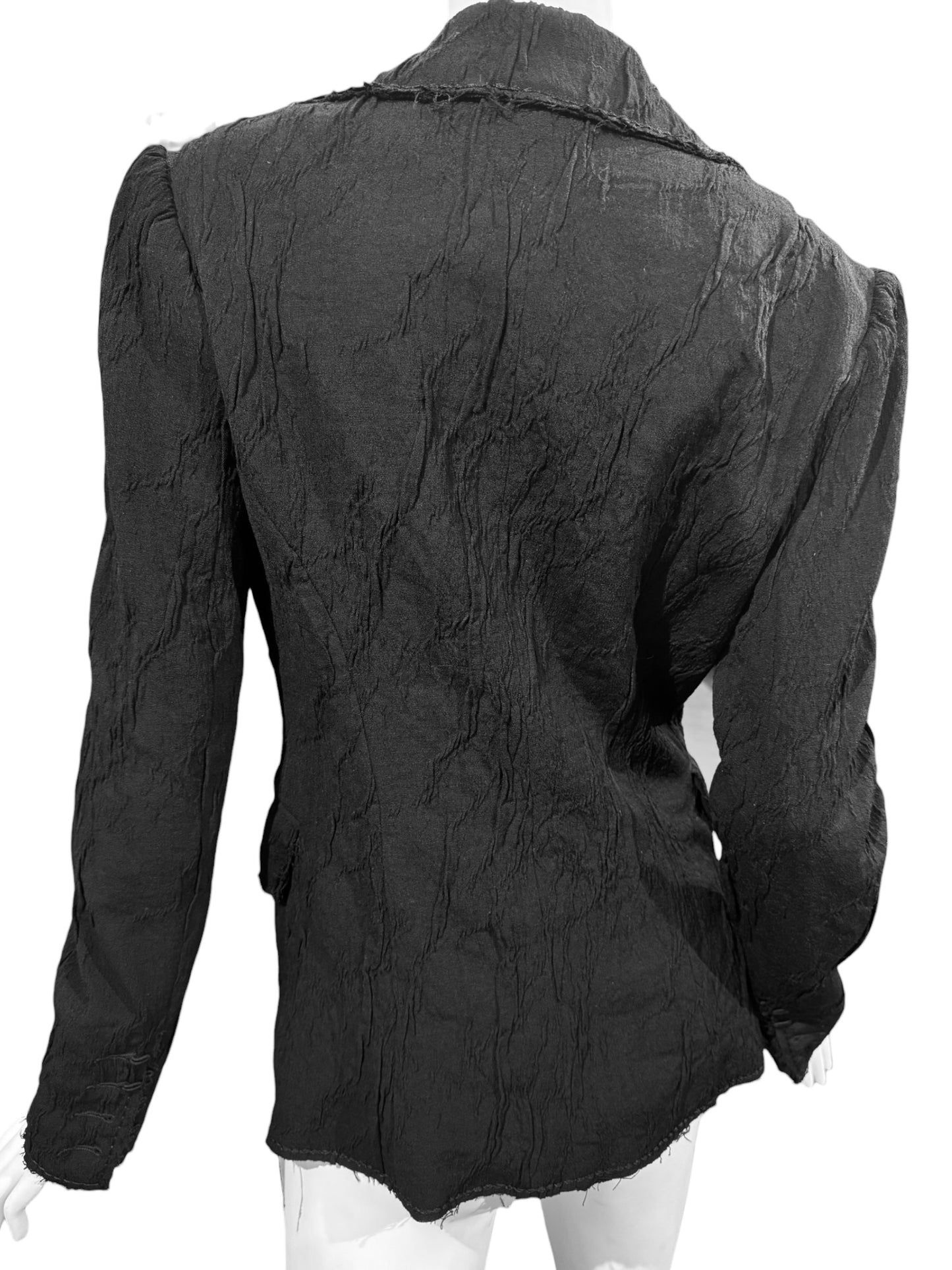 PLEIN SUD FW2005 BLACK WOOL CRINKLED BLAZER