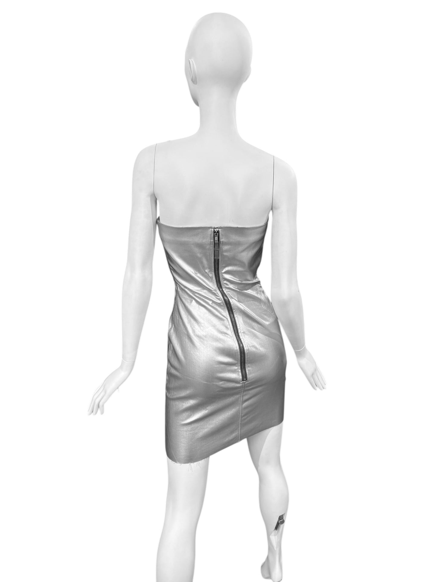 RICK OWENS FW2022 SILVER COATED BUSTIER MINI DRESS