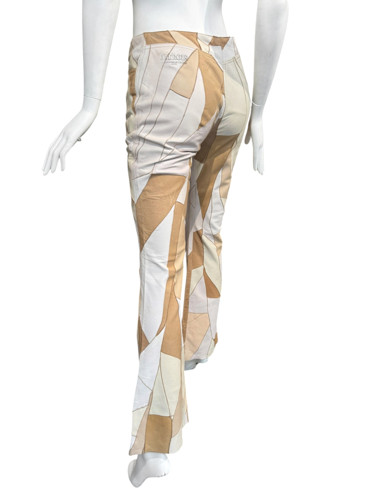 JITROIS 2000s BEIGE LEATHER PATCHWORK PANTS