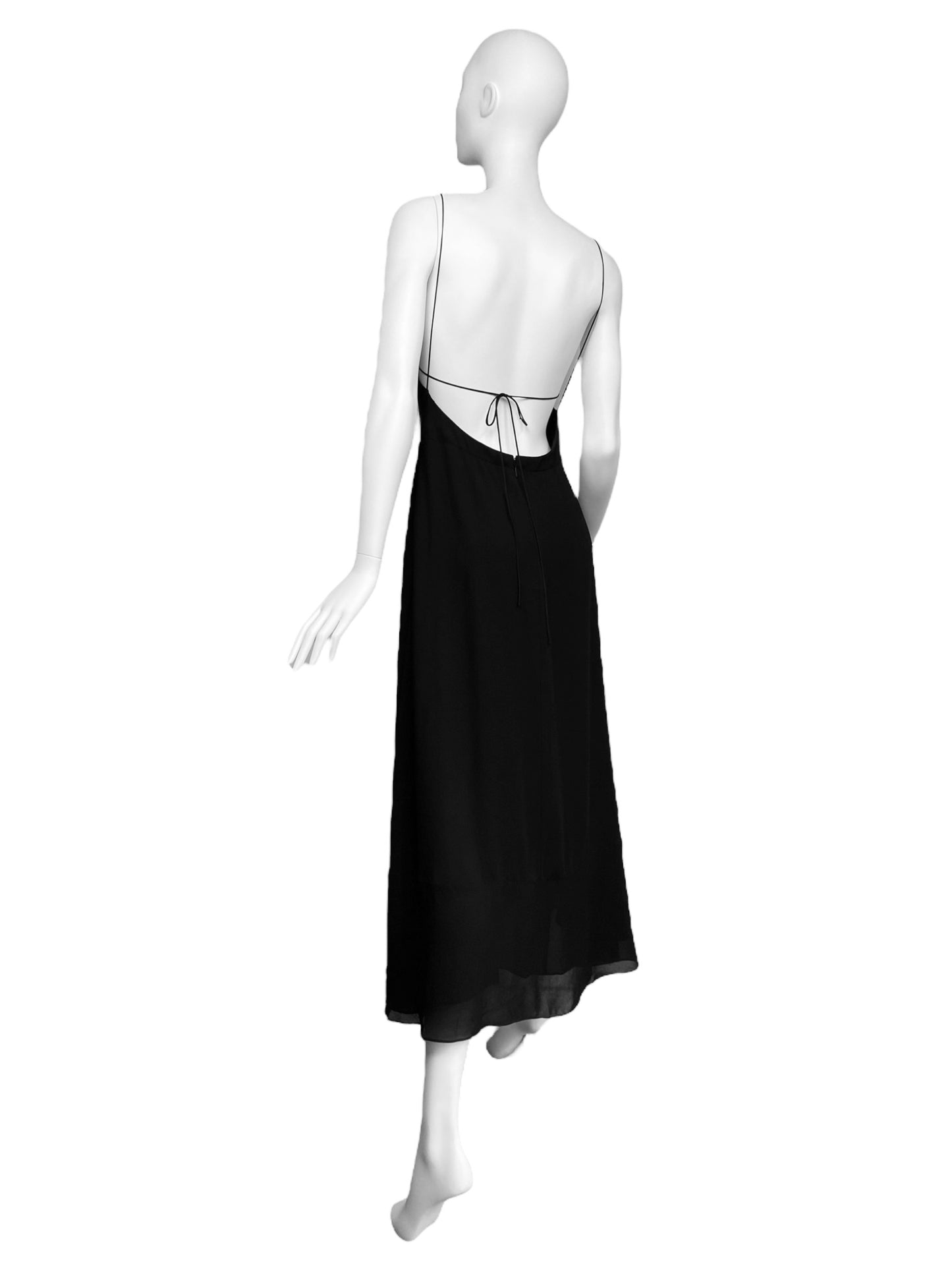 SAINT LAURENT RESORT 2022 BY ANTHONY VACCARELLO BLACK BACKLESS MAXI DRESS