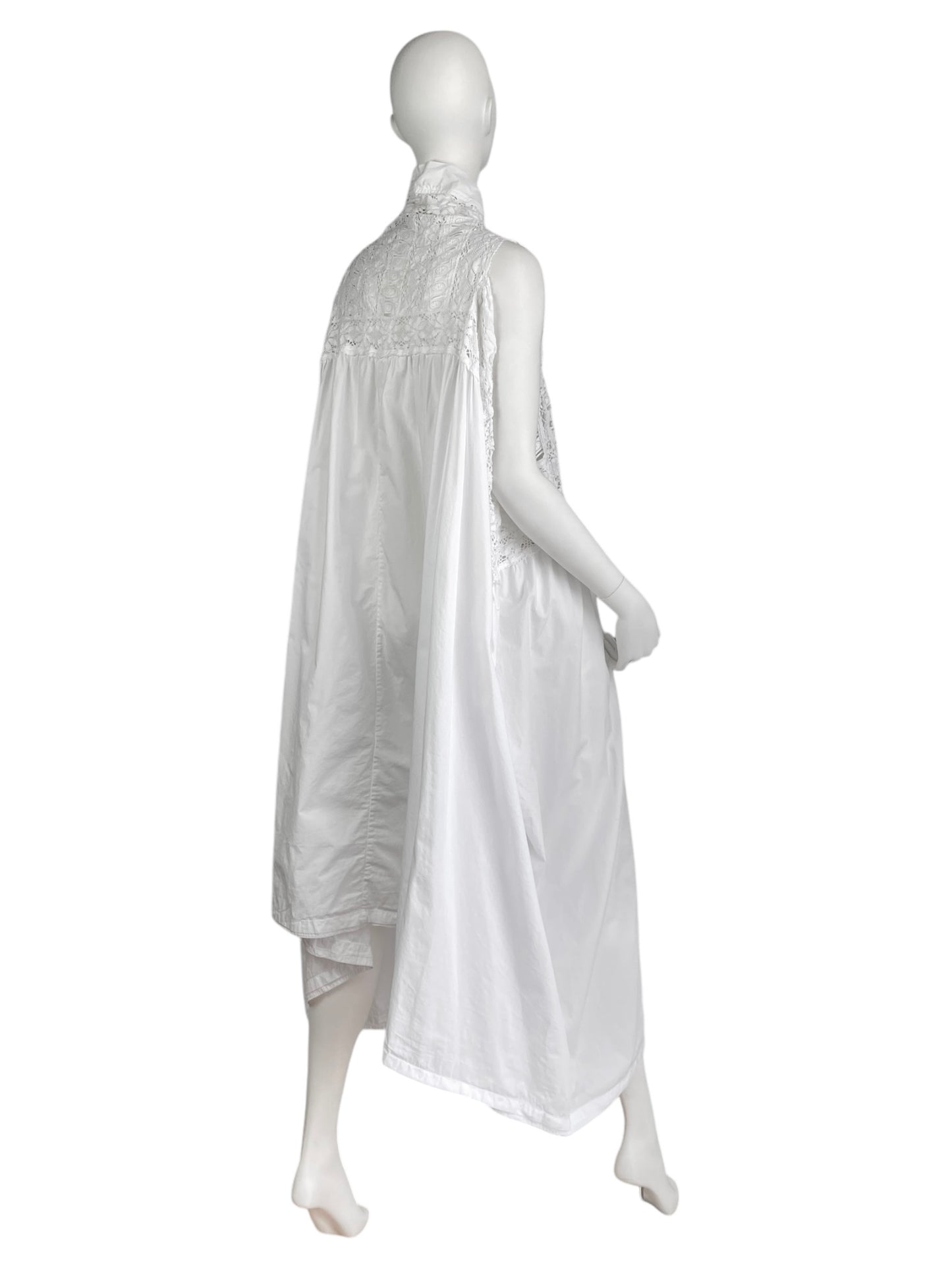 MARC LE BIHAN 2000s WHITE LACE MAXI COAT/DRESS