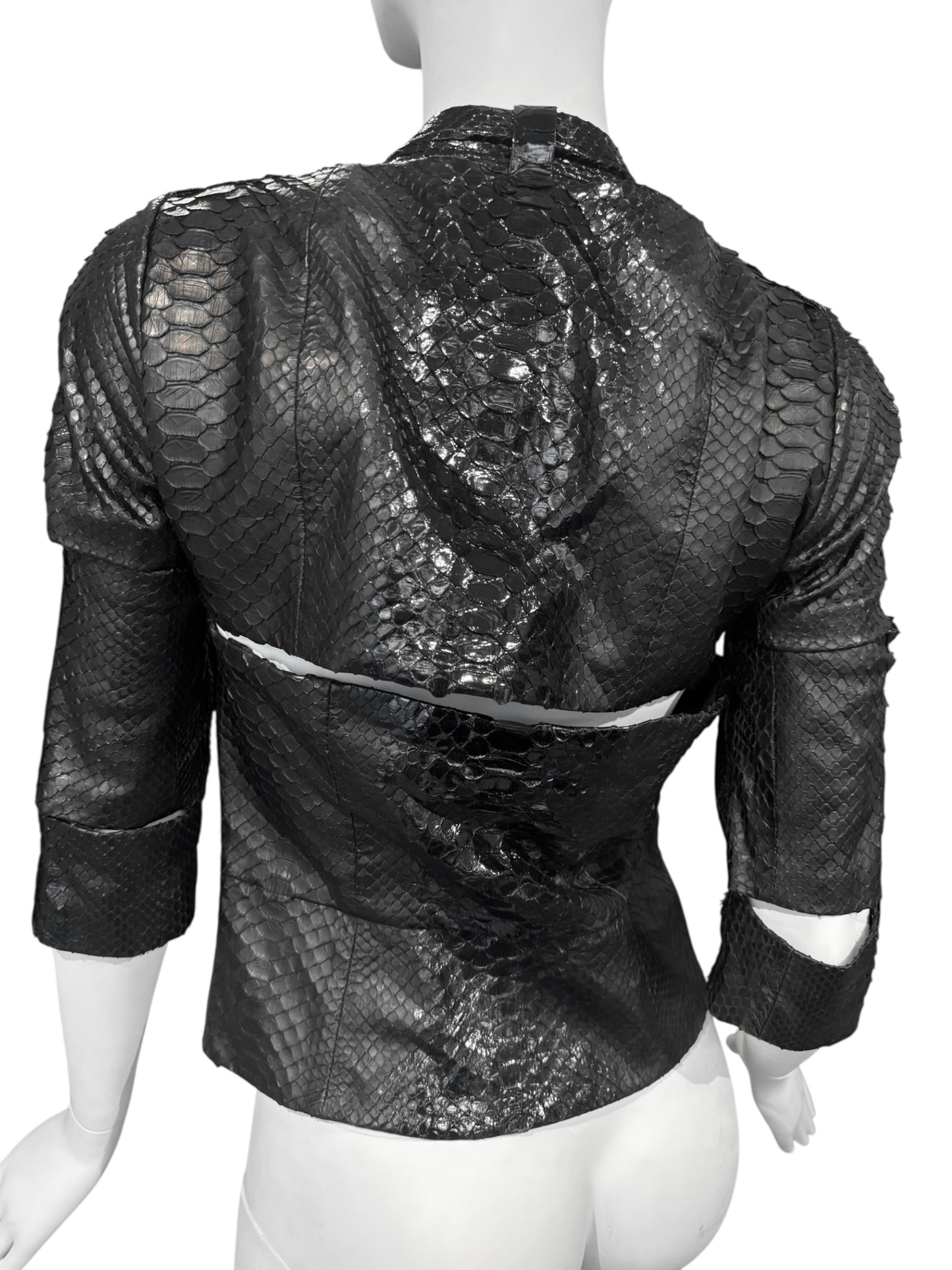 GUCCI SS2010 BY FRIDA GIANNINI BLACK PYTHON LEATHER CUT OUT JACKET