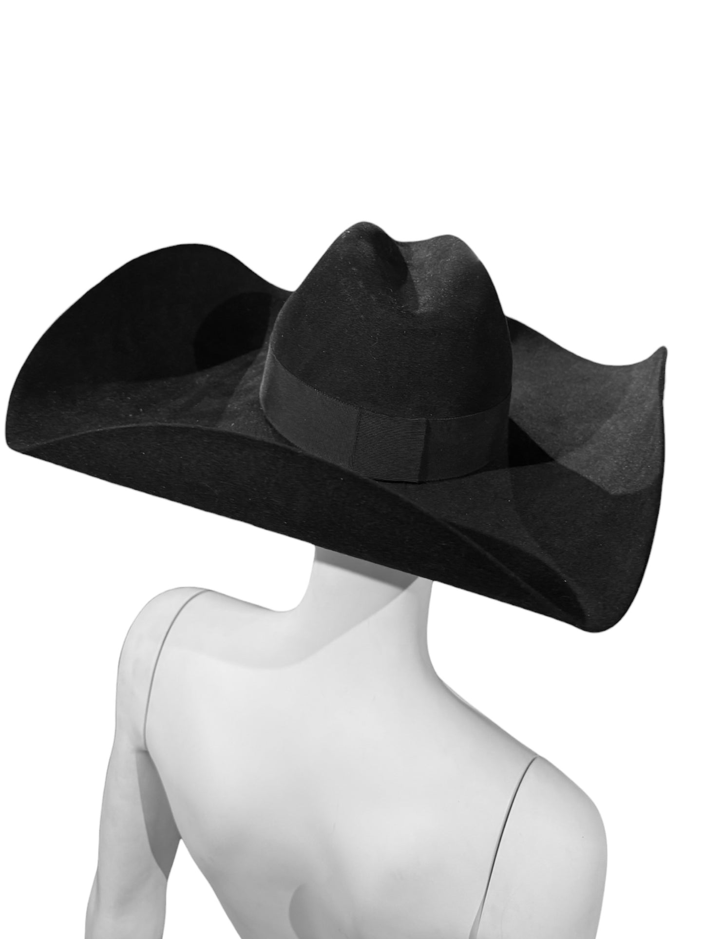 SAINT LAURENT 2010s BY HEDI SLIMANE RABBIT FUR FELT WIDE-BRIM HAT