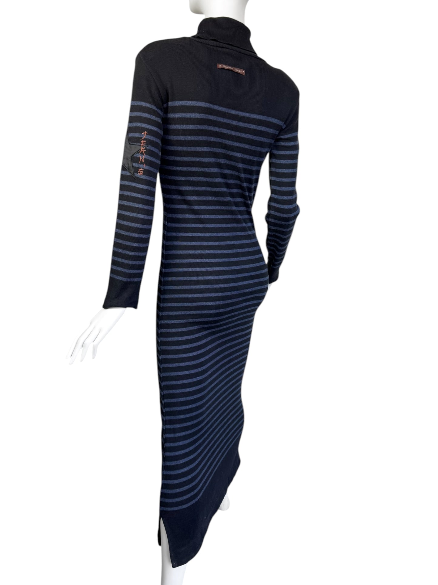 JEAN PAUL GAULTIER 1990s BLACK & BLUE STRIPED SAILOR MAXI DRESS