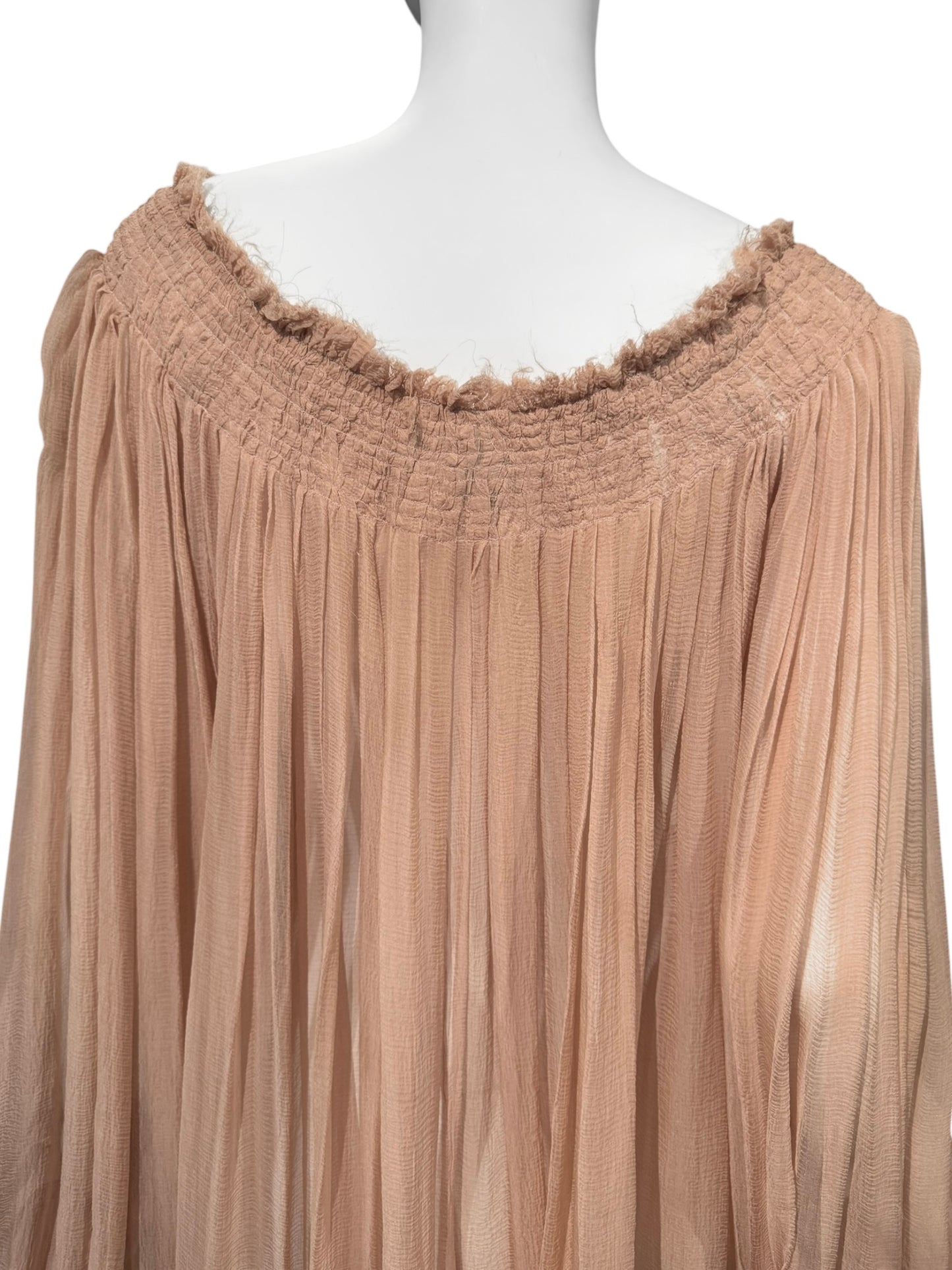 ALEXANDER MCQUEEN SS2003 «IRERE» BLUSH NUDE SILK BLOUSE/DRESS