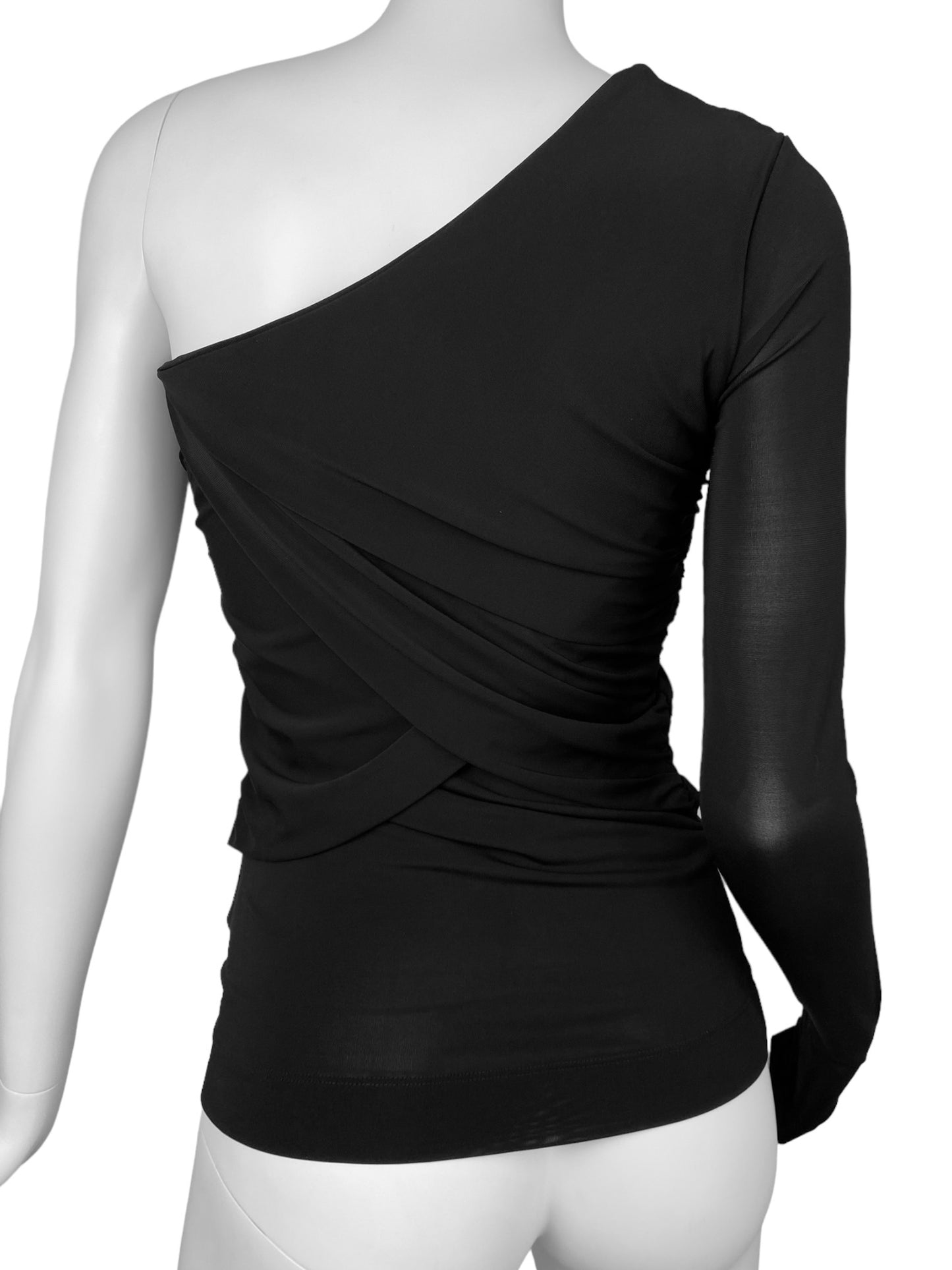 PINKO 2010s BLACK DRAPED 1 SLEEVE TOP