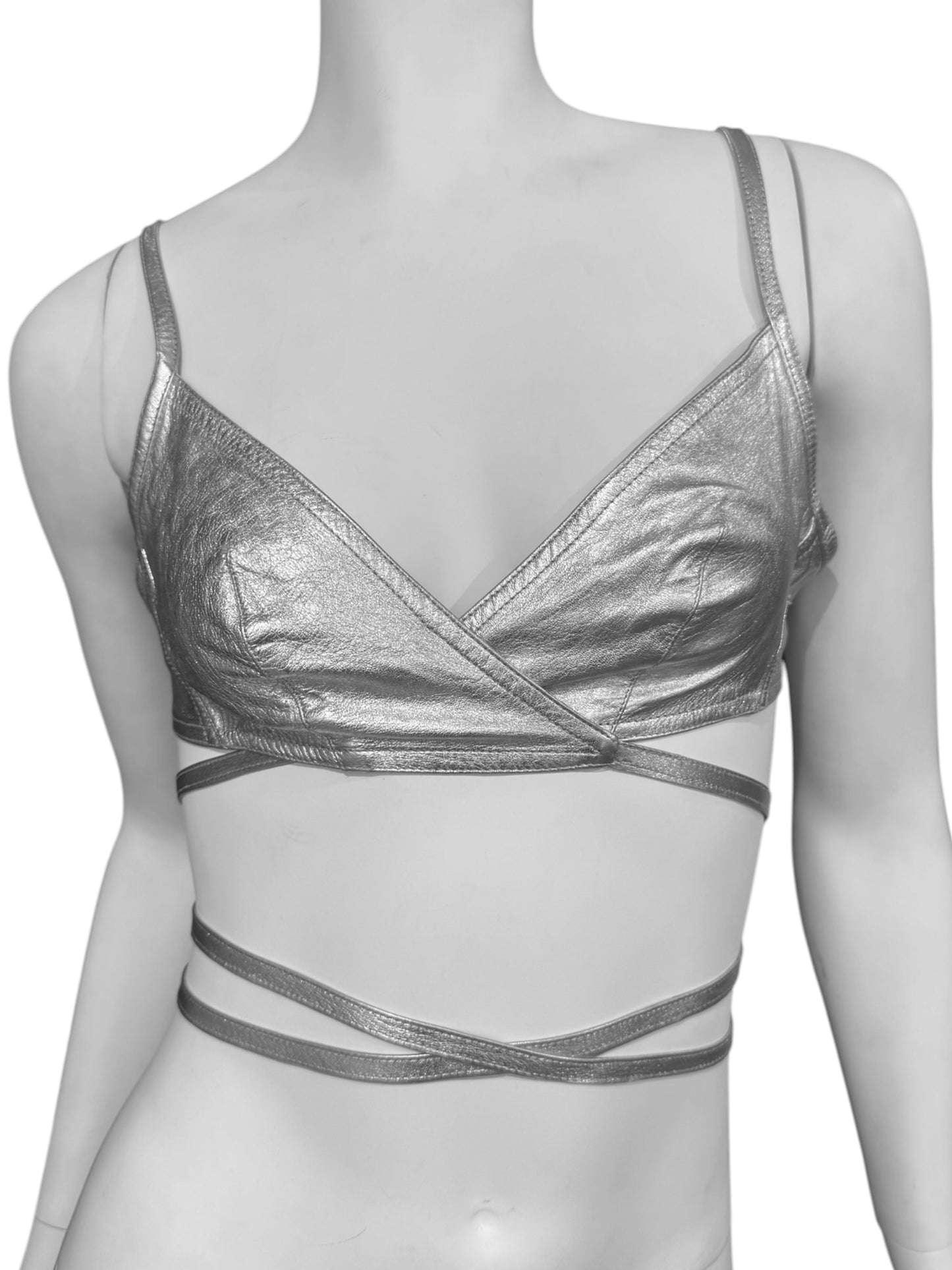 PLEIN SUD SS1995 SILVER LEATHER BRA