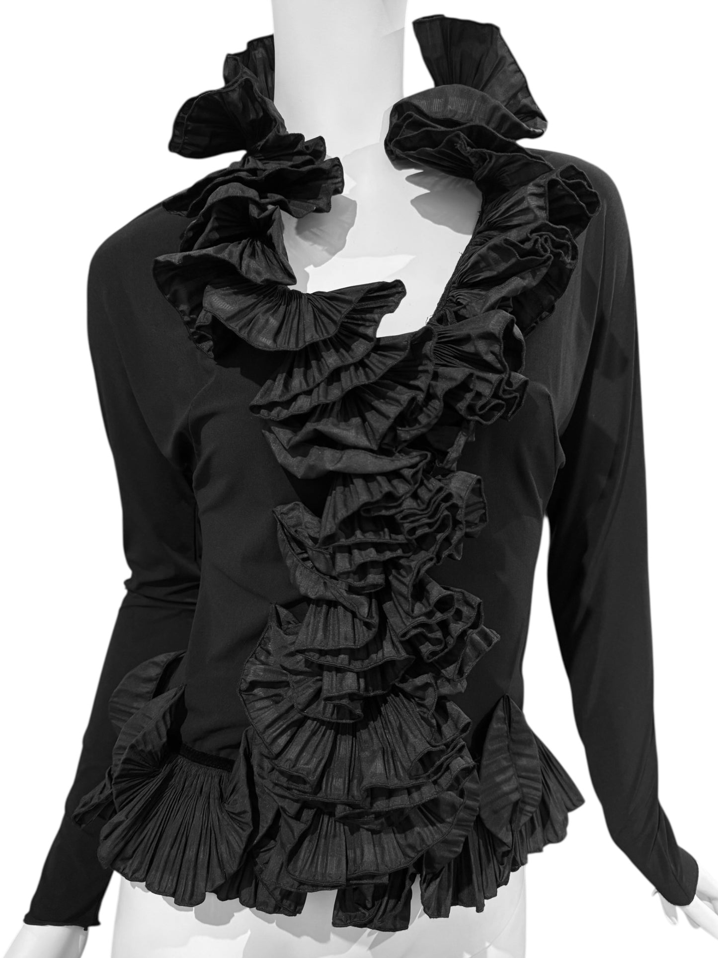 NATHALIE GARÇON 2000s BLACK RUFFLES SHIRT