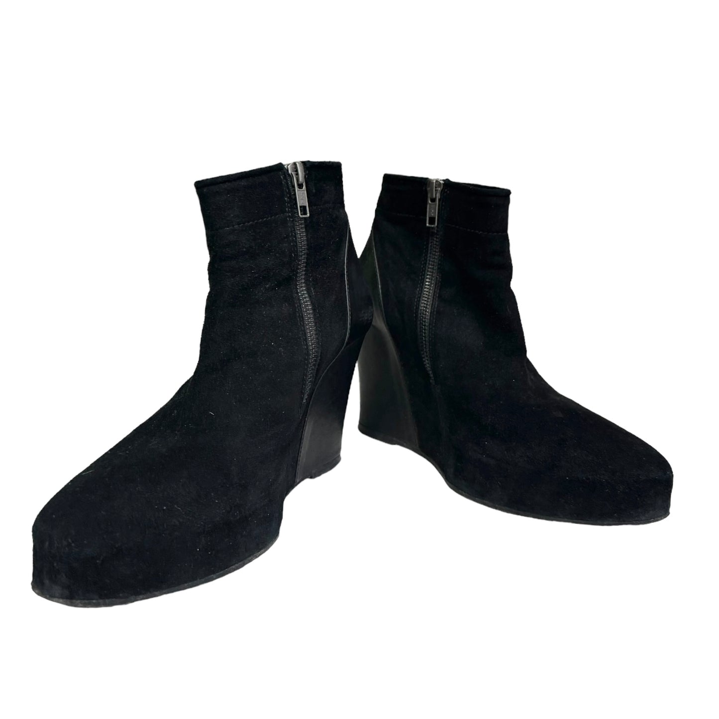 ANN DEMEULEMEESTER SS2011 BLACK LEATHER WEDGE ANKLE BOOTS