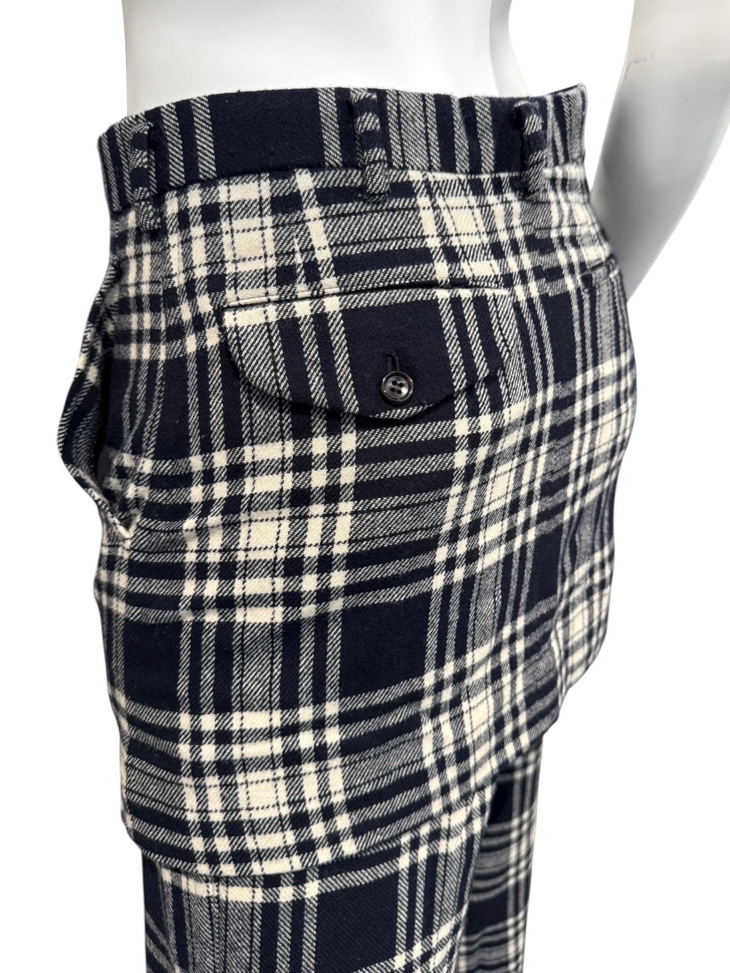 COMME DES GARÇONS FW1998 NAVY BLUE TARTAN SKIRT-LAYERED PANTS