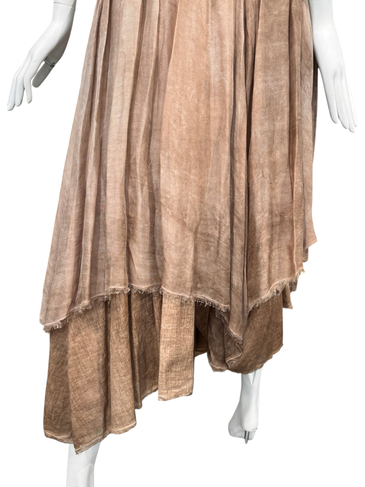 SANCTAMUERTE 2020s RUST LAYERED MAXI SKIRT