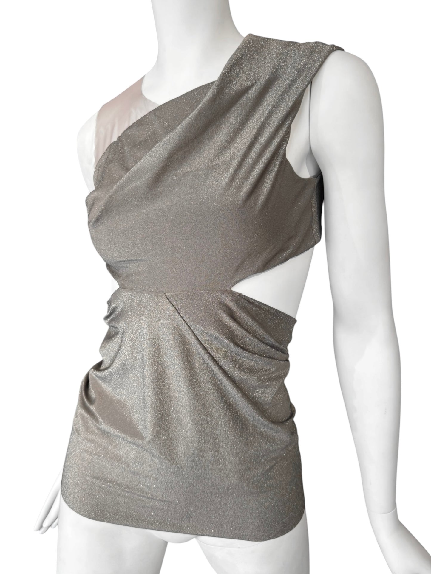 RICK OWENS LILIES 2020s GREY CUT OUT ASYMMETRICAL TANK TOP