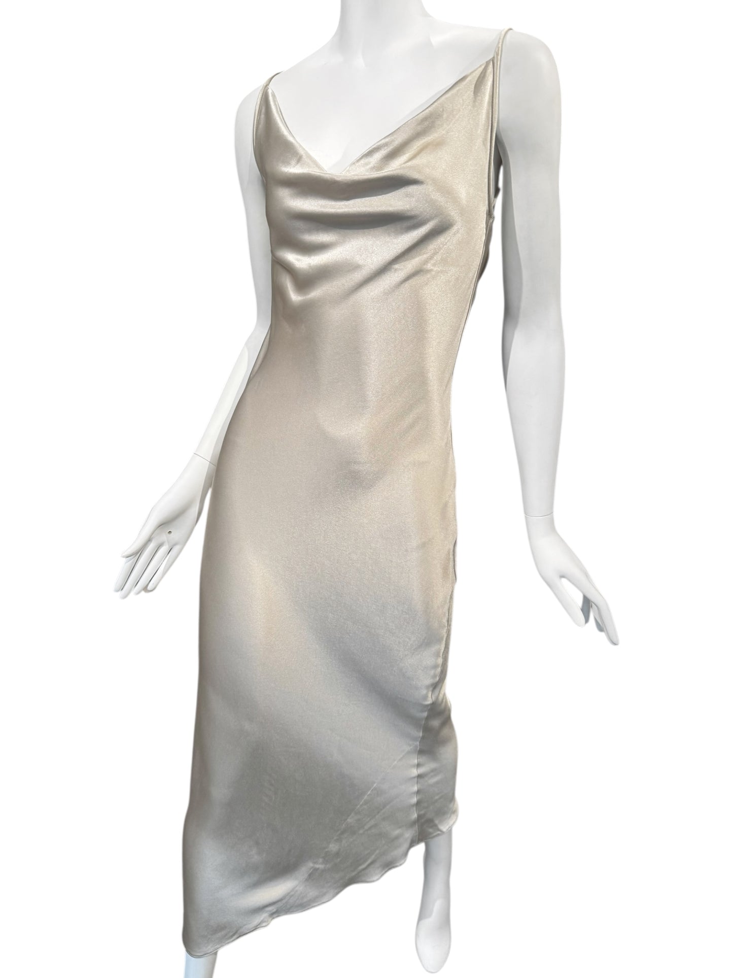 PLEIN SUD 1990s CHAMPAGNE OPEN BACKLESS MAXI DRESS