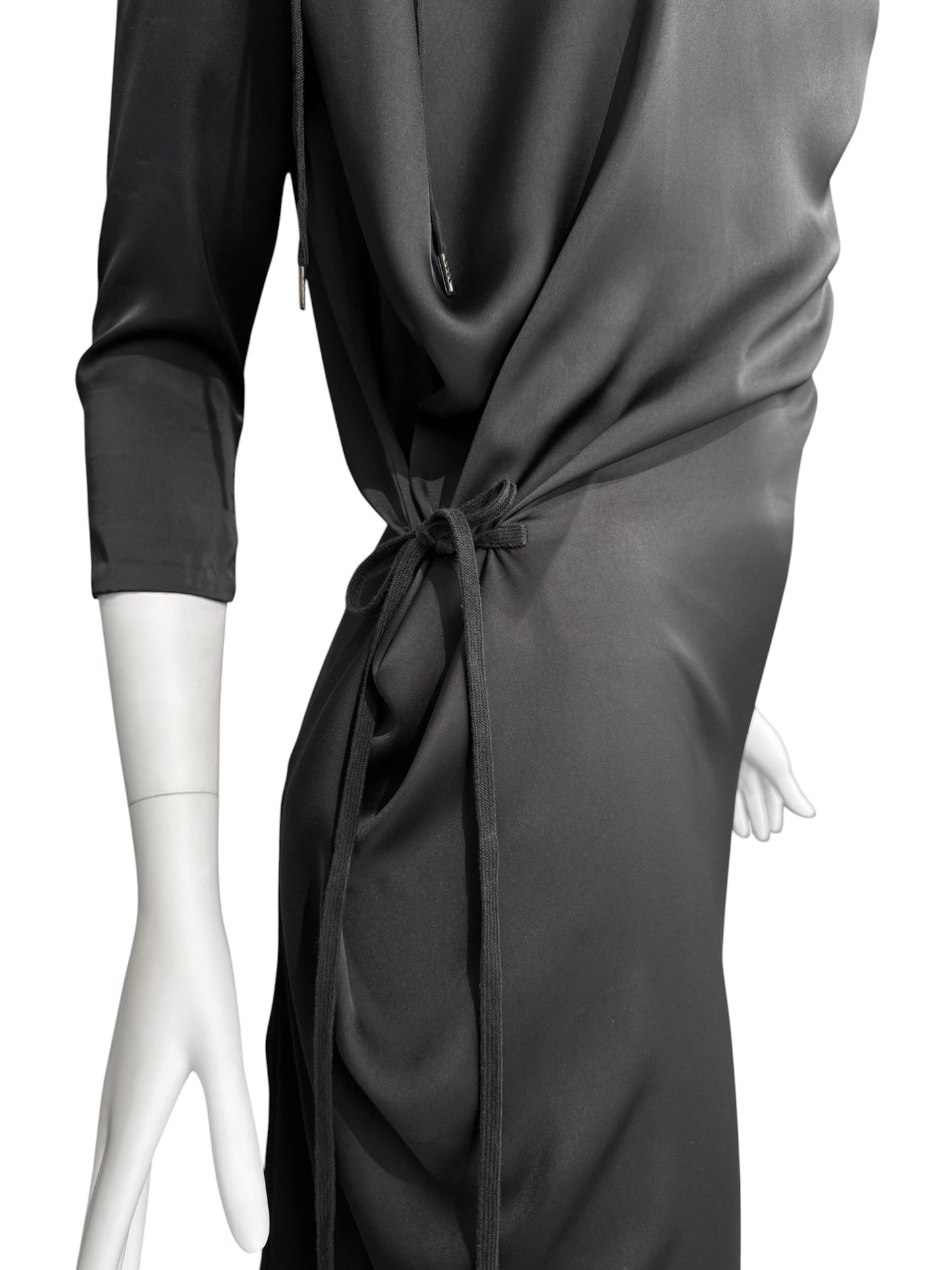 A.F. VANDEVORST RESORT 2010 BLACK SILK WRAP MIDI DRESS