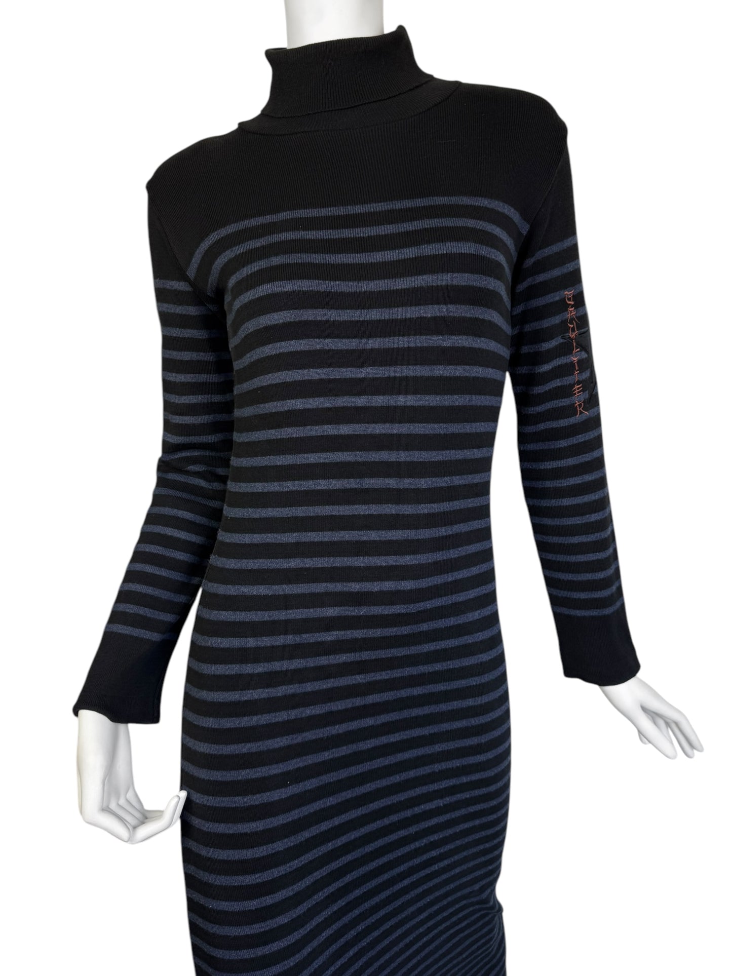 JEAN PAUL GAULTIER 1990s BLACK & BLUE STRIPED SAILOR MAXI DRESS