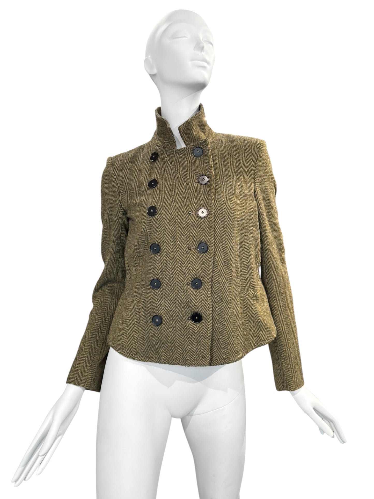 HIGH 2010s GREEN WOOL DOUBLE BREASTED JACKET