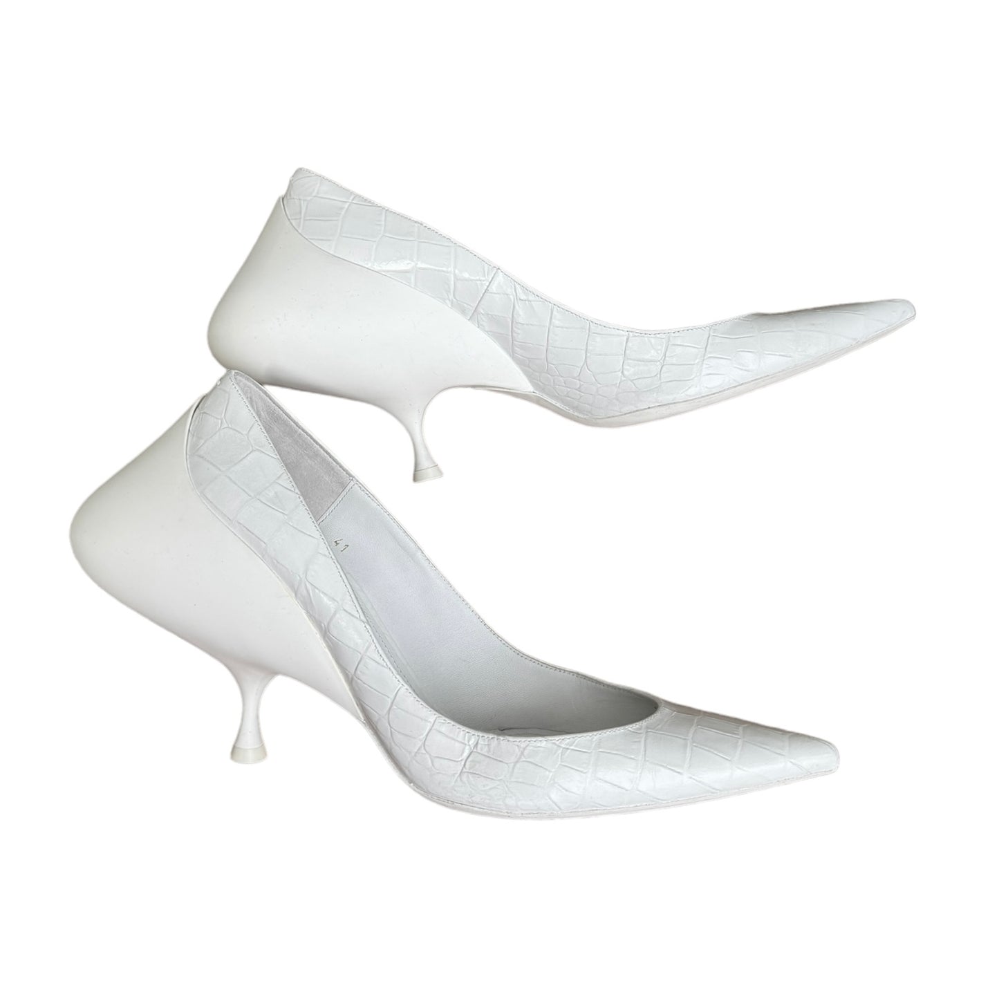 MAISON MARGIELA SS2016 BY GALLIANO WHITE LEATHER HUMPBACKED HEELS