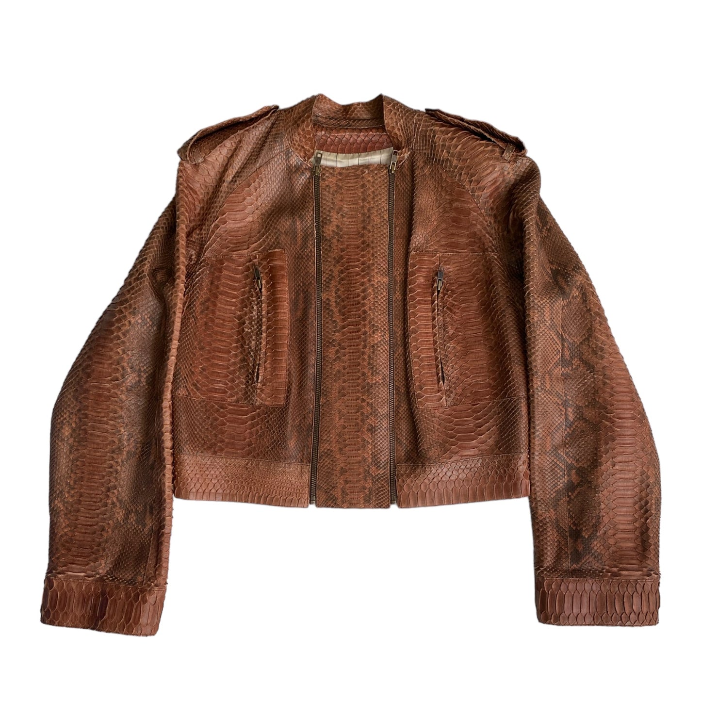 DIOR FW2001 BY GALLIANO BROWN PYTHON LEATHER JACKET