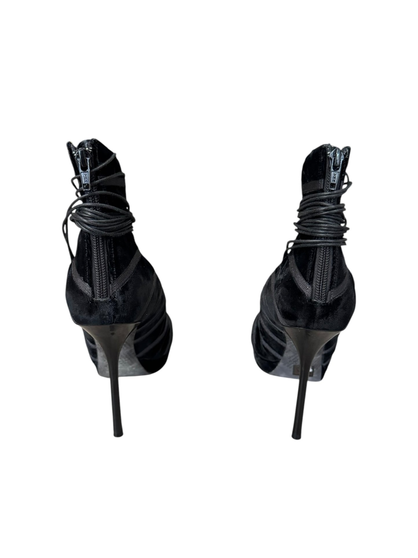 JOHN GALLIANO FW2009 BLACK VELVET LACE-UP HEELS