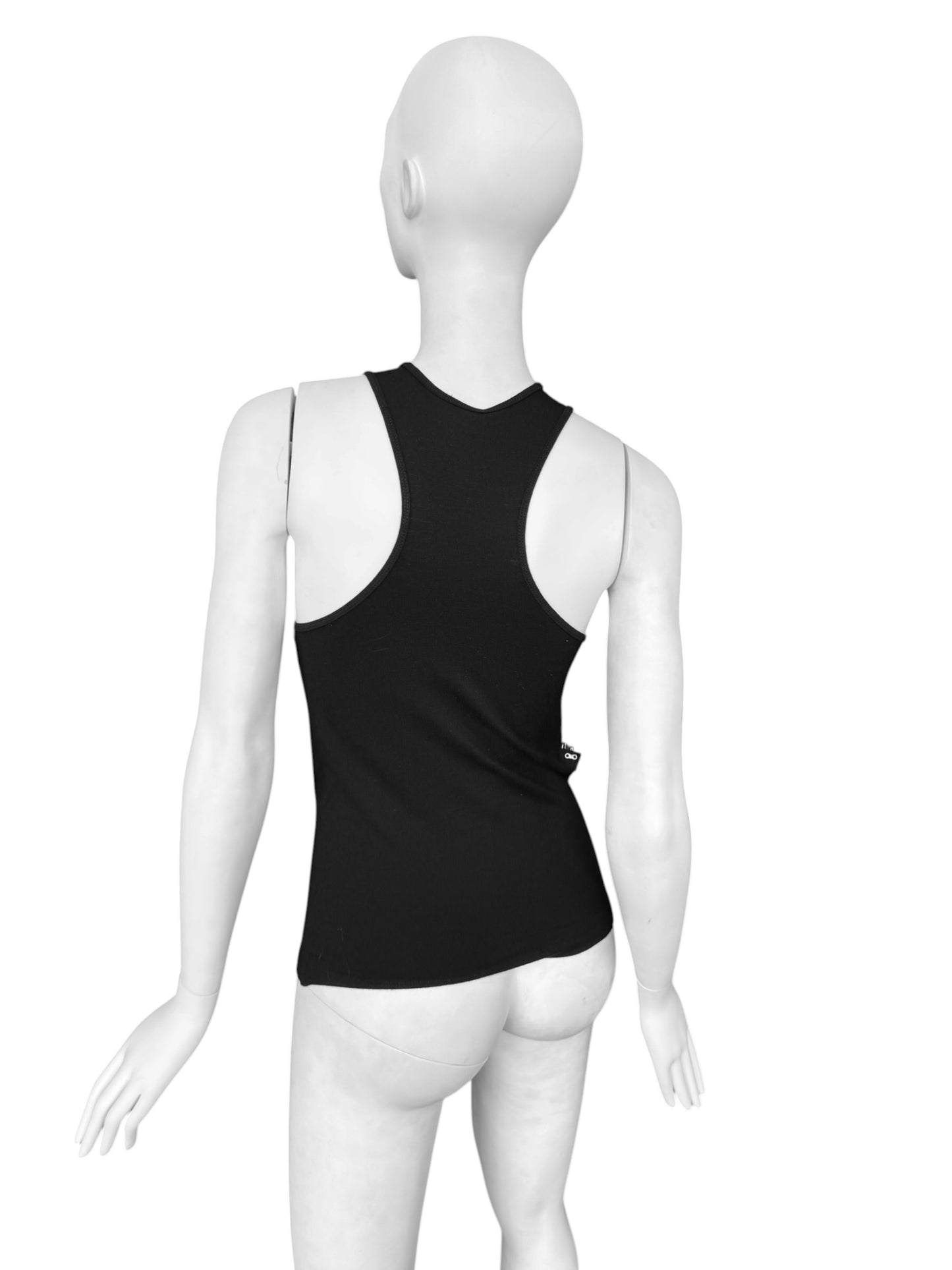 PLEIN SUD JEANS FW2003 BLACK HOOK & EYE STRAP TANK TOP