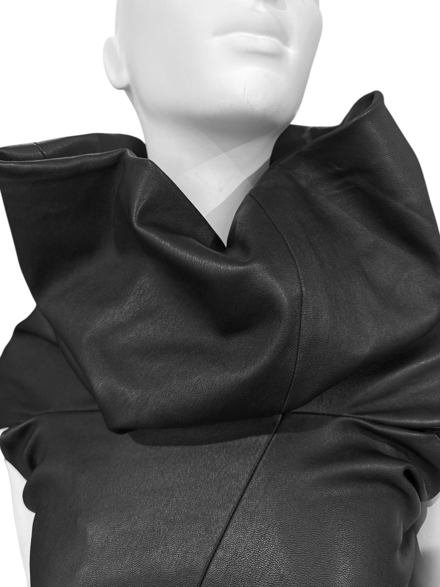 RICK OWENS SS2024 «LIDO» BLACK LEATHER DRAPED TANK TOP