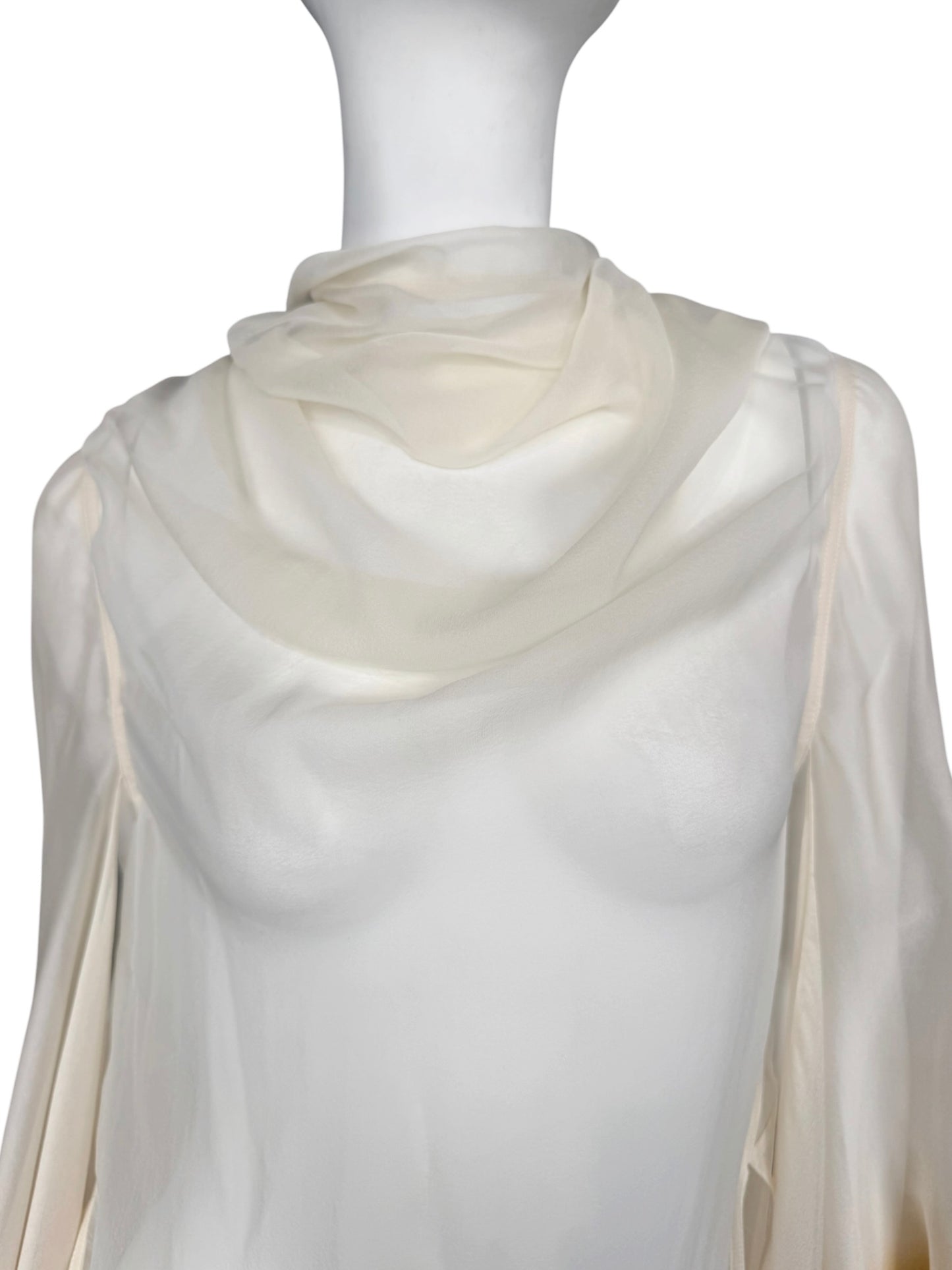 RICK OWENS SS2022 ‘FOGACHINE’ WHITE & YELLOW SILK TOP