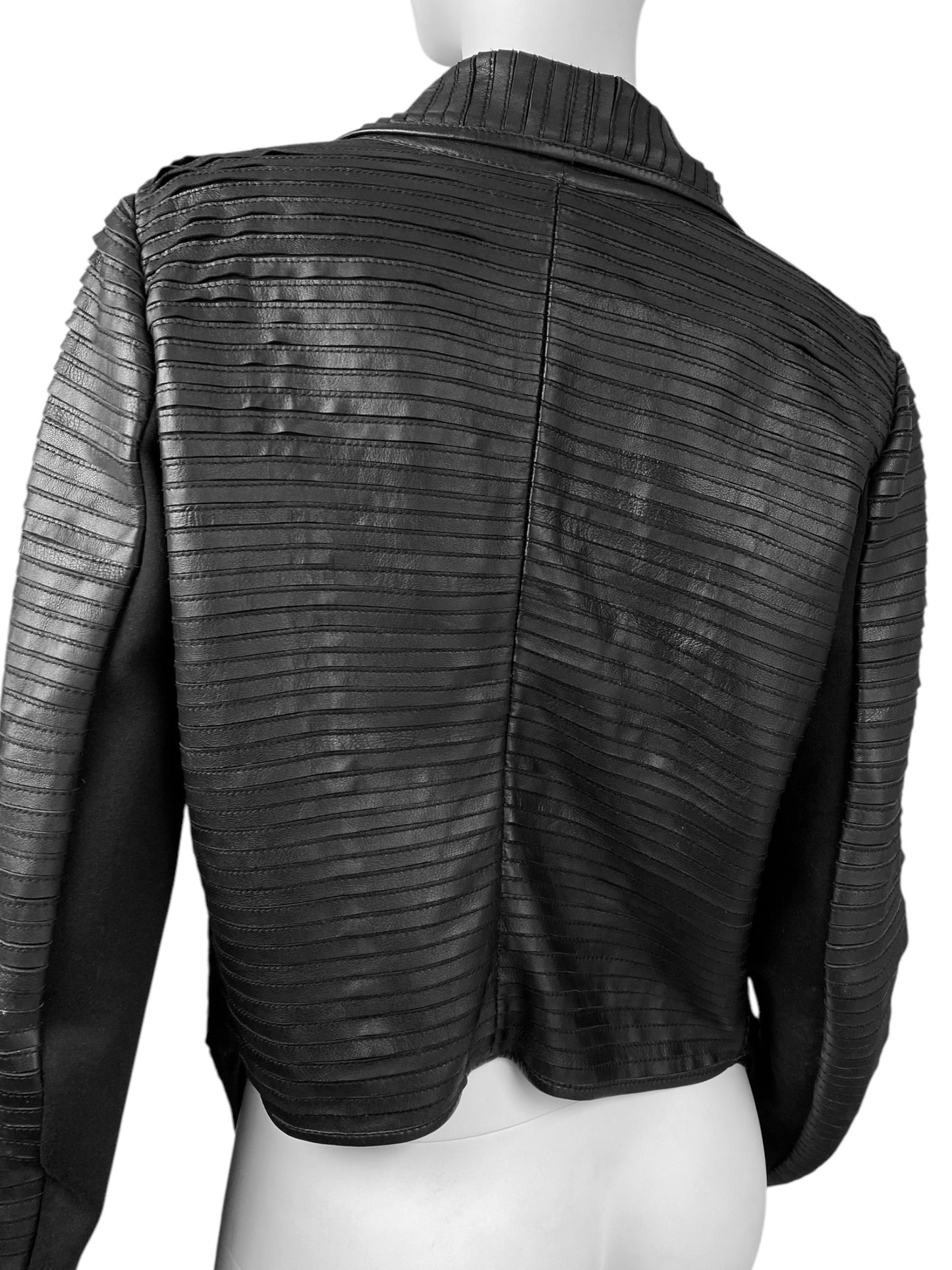 FREAKY NATION 2000s BLACK LEATHER HORIZONTAL STRAPS JACKET