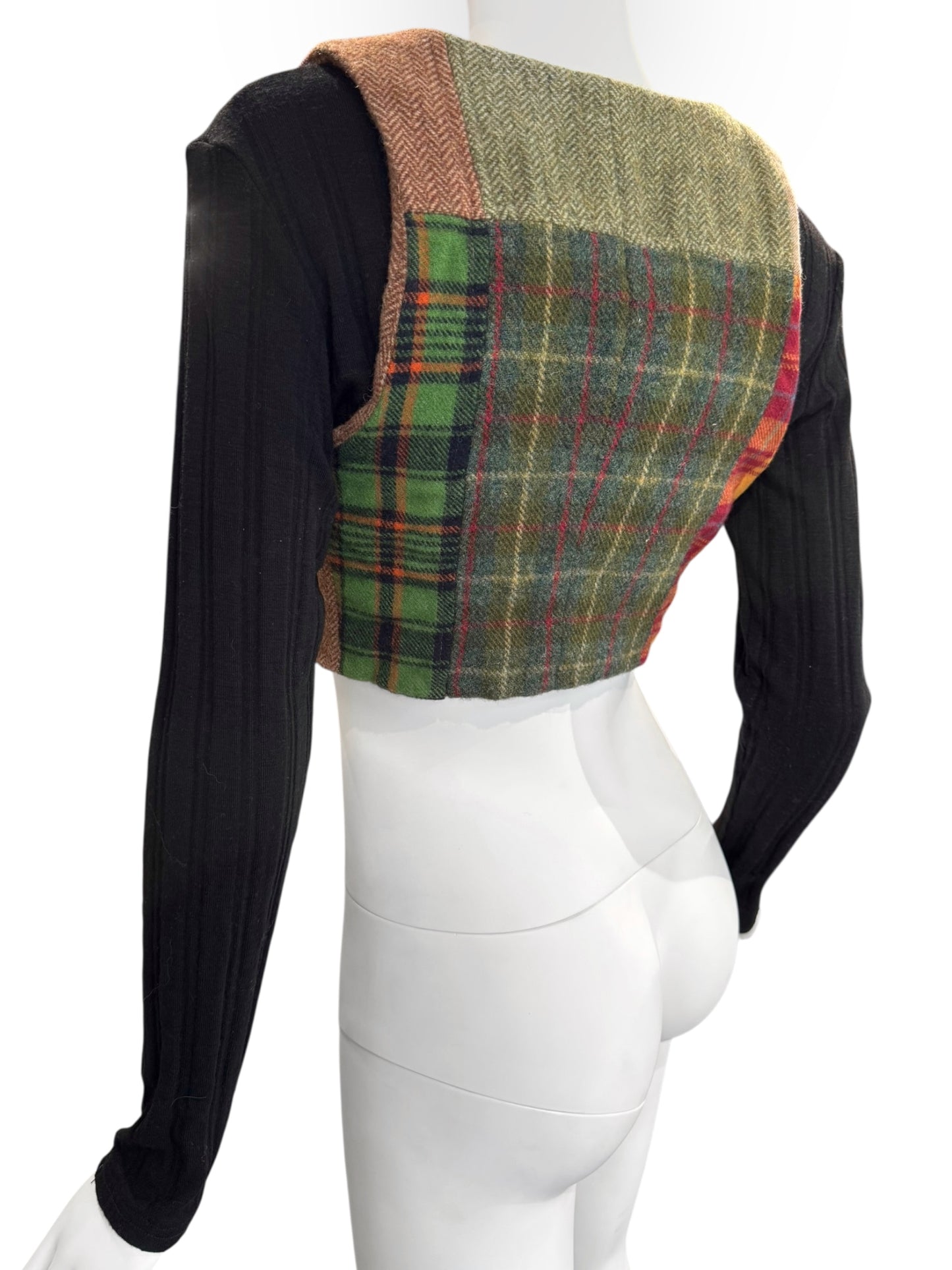 D&G 1990s COLORFUL TARTAN CROP CARDIGAN