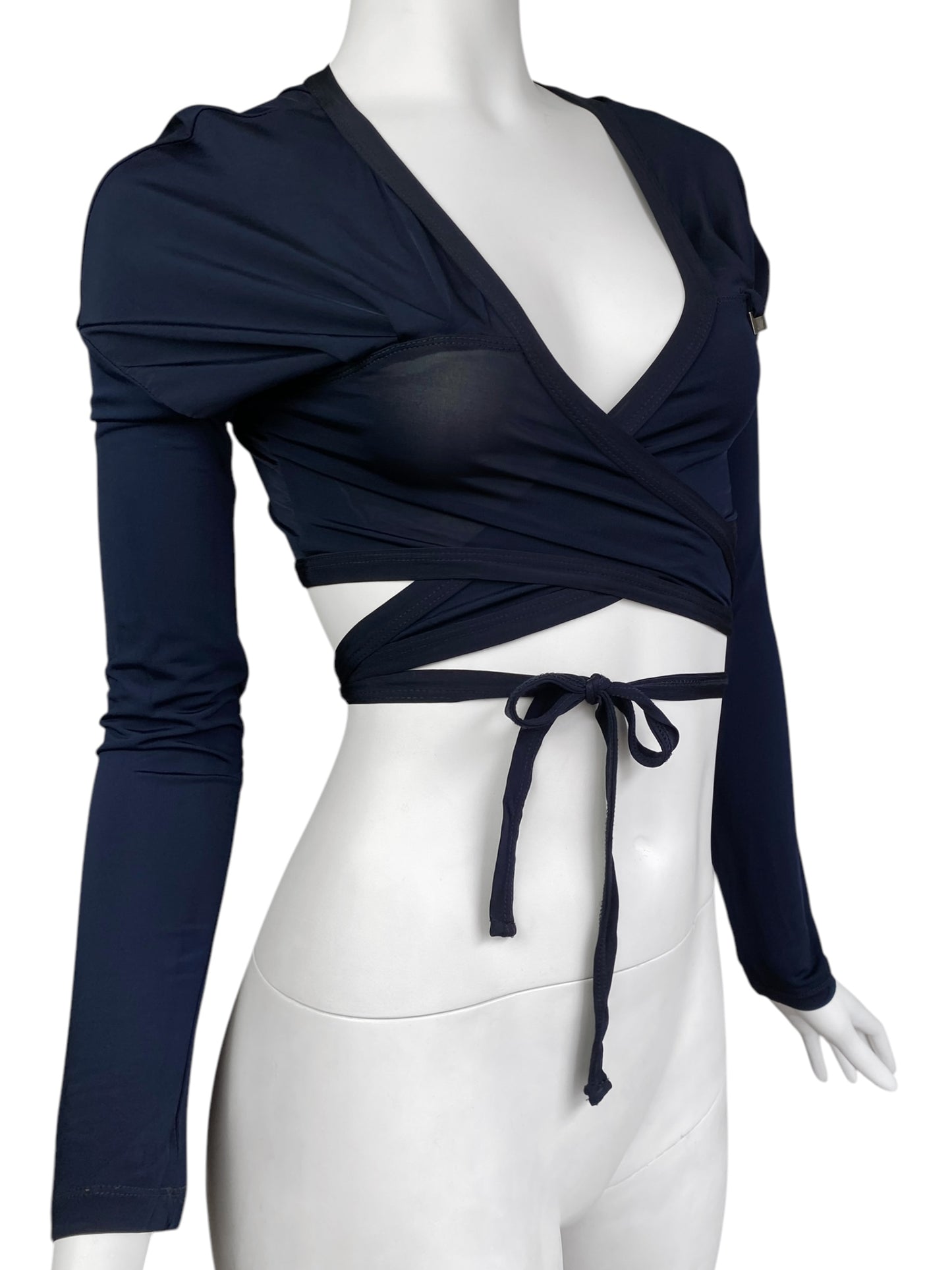 MOTIVI 2000s NAVY BLUE WRAP TOP