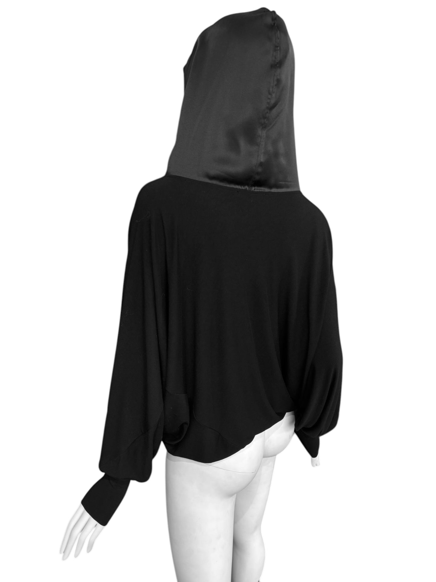PLEIN SUD JEANIUS FW2013 BLACK HOODED BATWING SLEEVES SWEATER