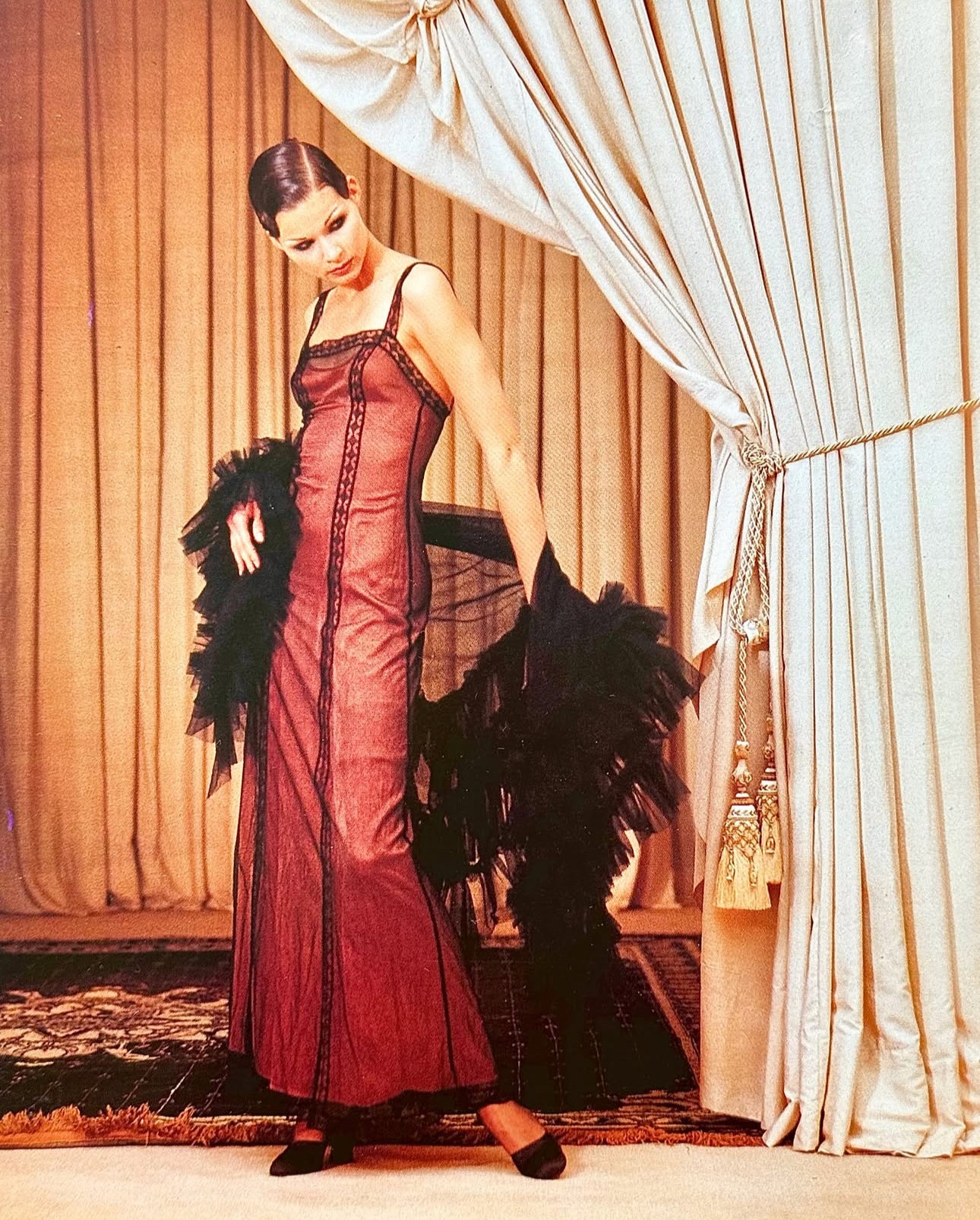 FAYÇAL AMOR FW1994 BLACK TULLE RUFFLES XXL SHAWL