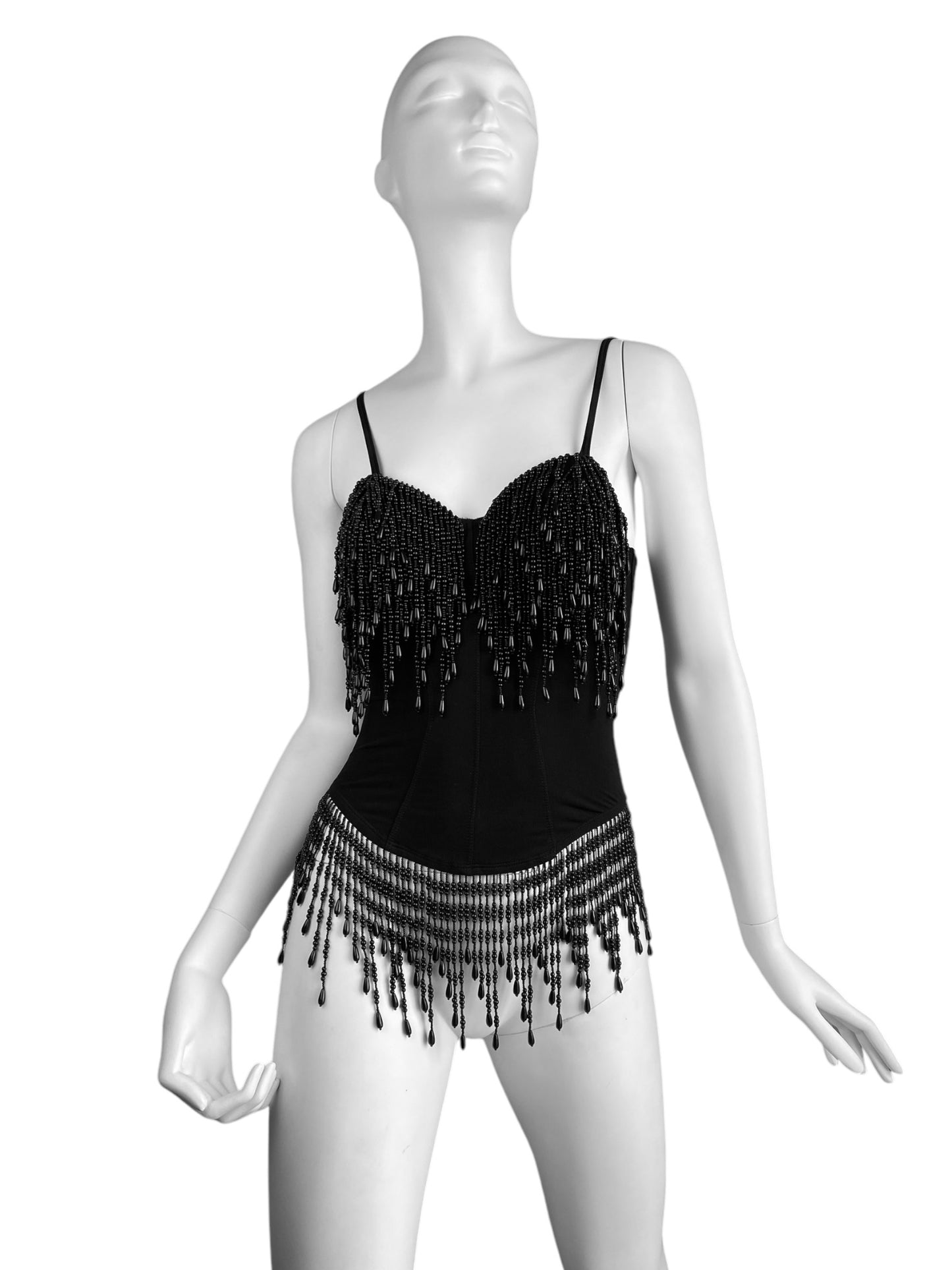 AQUAGIRL SS1992 (PLEIN SUD) BLACK BEADED FRINGES TOP