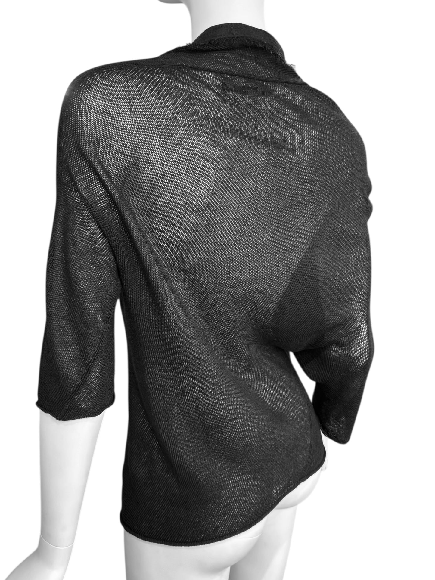 Y’S YOHJI YAMAMOTO 2000s BLACK KNIT ASYMMETRICAL TOP