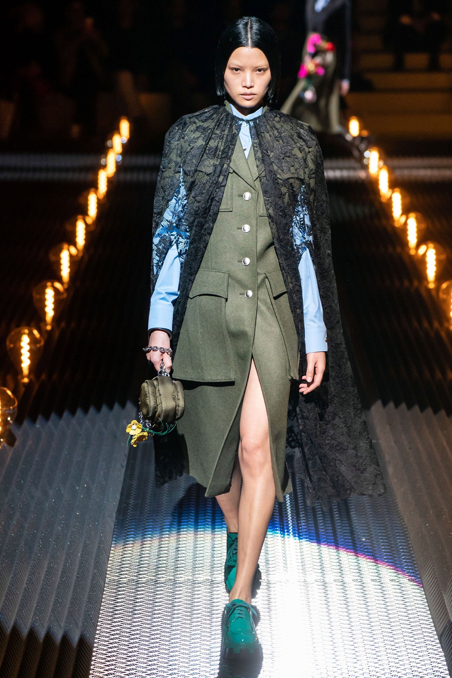 PRADA FW2019 BLACK LACE CAPE