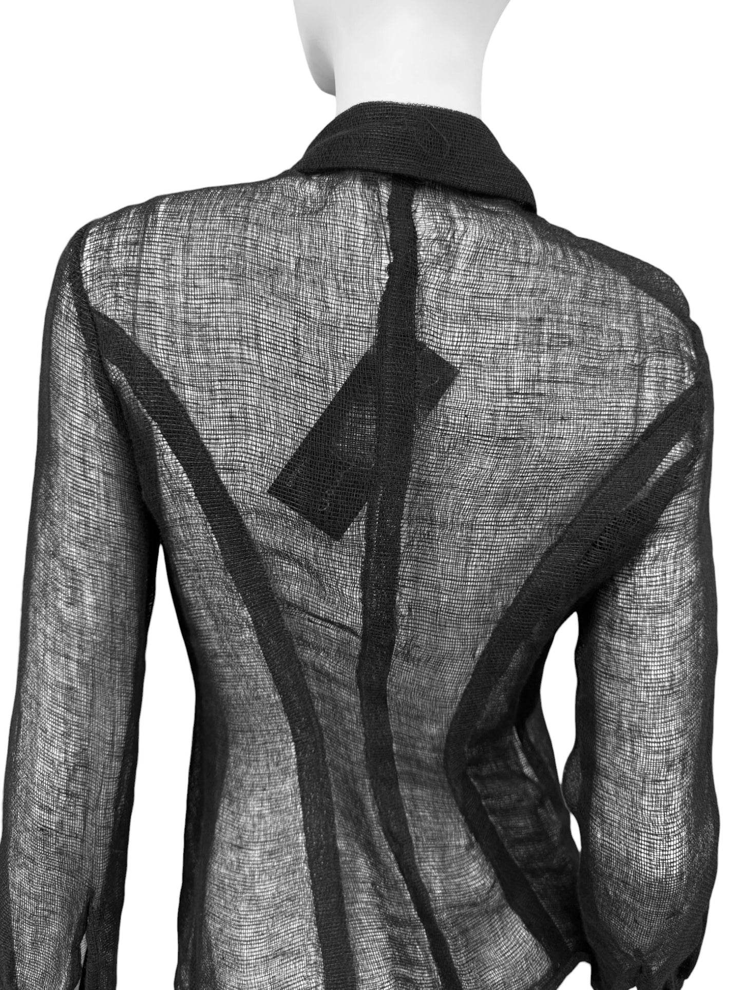 FAYÇAL AMOR SS1993 BLACK RAW JUTE SHIRT