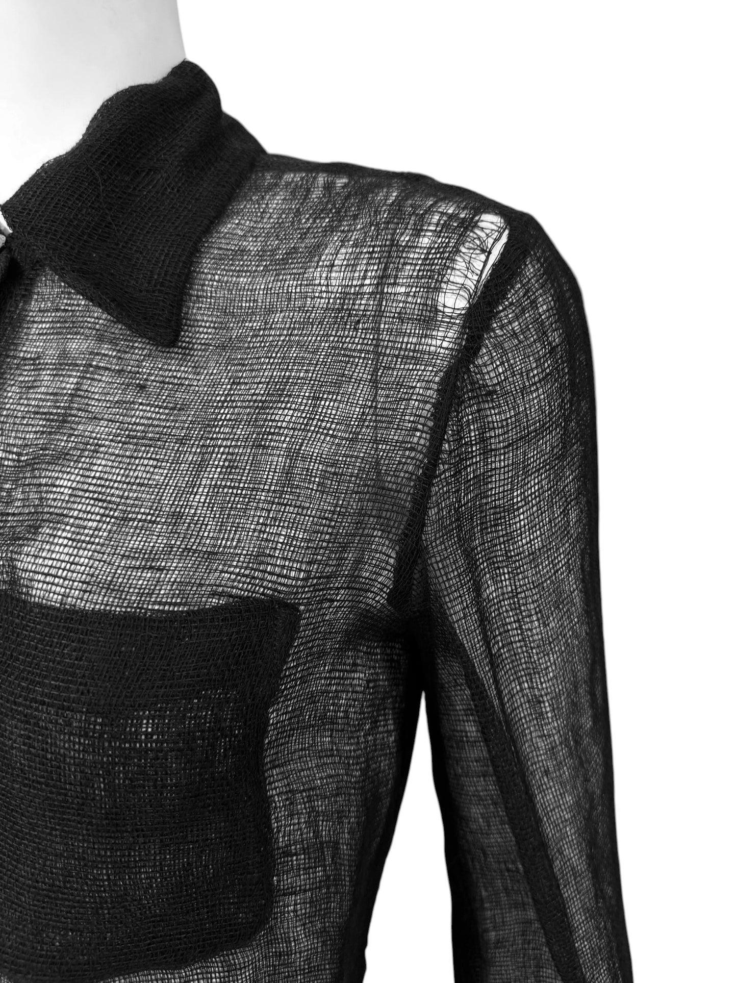 FAYÇAL AMOR SS1993 BLACK RAW JUTE SHIRT