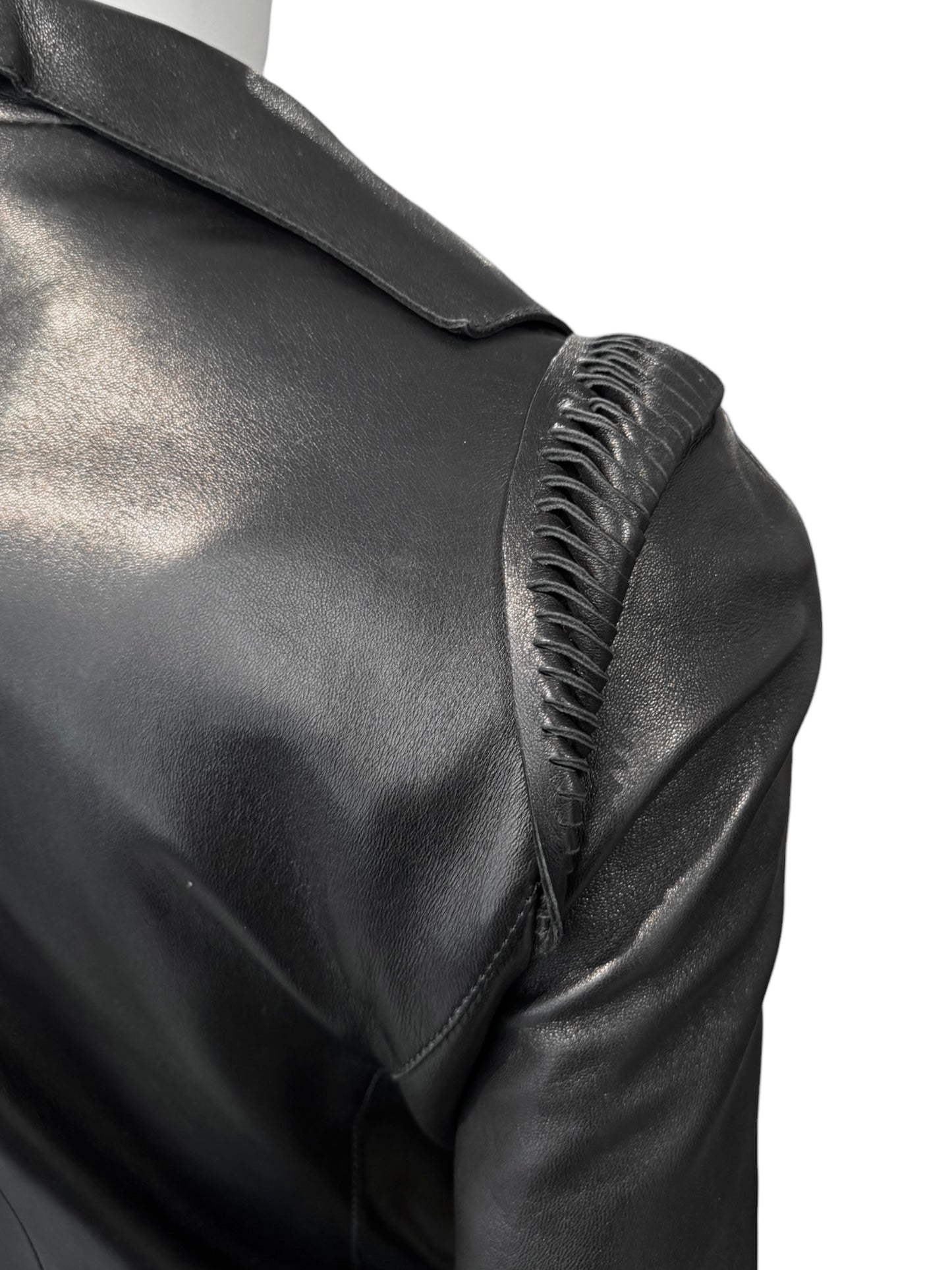 JITROIS 2000s BLACK LEATHER MULTI-ZIP COAT