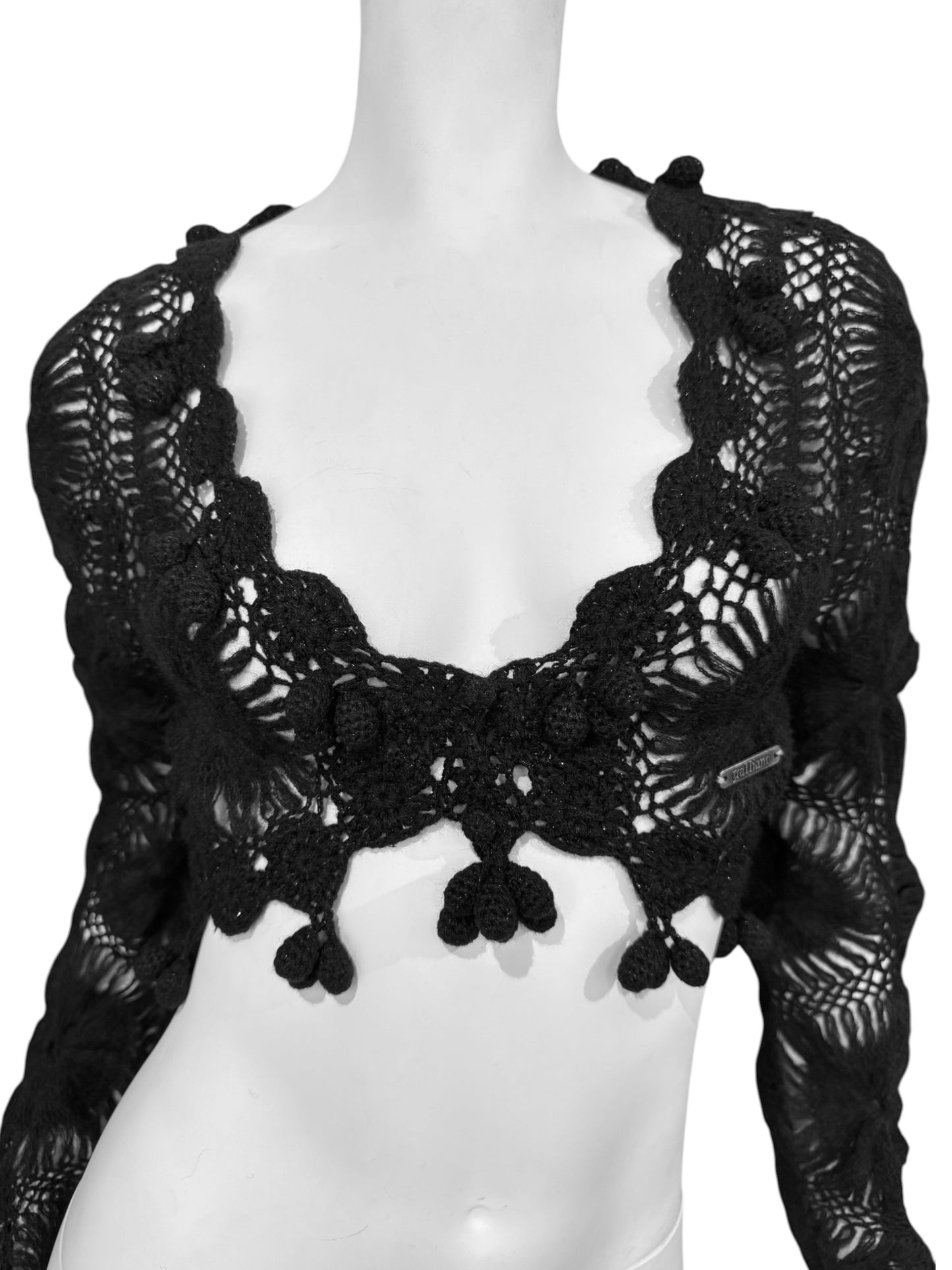 JOHN GALLIANO 2000s BLACK MOHAIR CROCHET CARDIGAN
