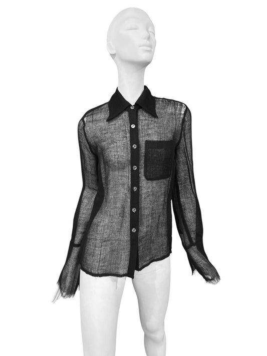 FAYÇAL AMOR SS1993 BLACK RAW JUTE SHIRT