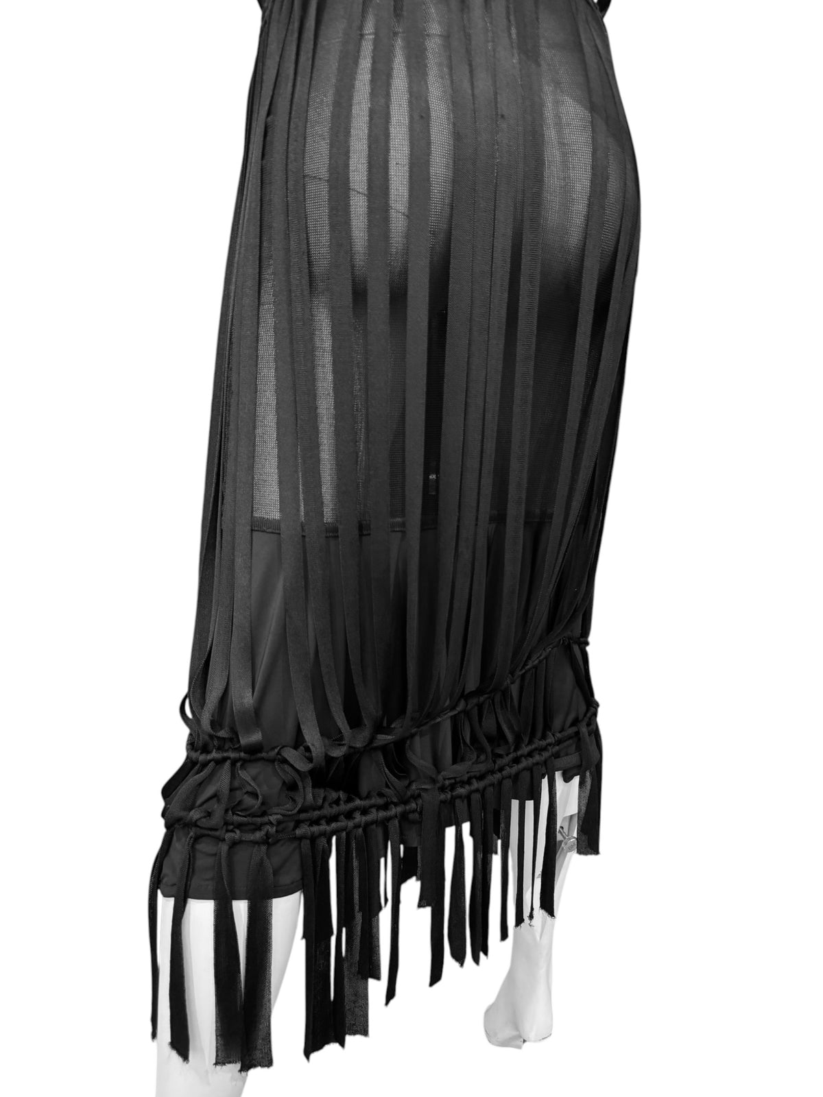 CHRISTIAN DIOR SS2003 ‘TOUGH CHIC’ BY JOHN GALLIANO BLACK MACRAMÉ MAXI DRESS