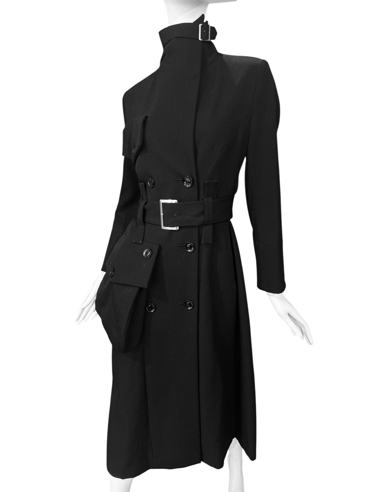 YOHJI YAMAMOTO FW2004 BLACK WOOL POCKET COAT