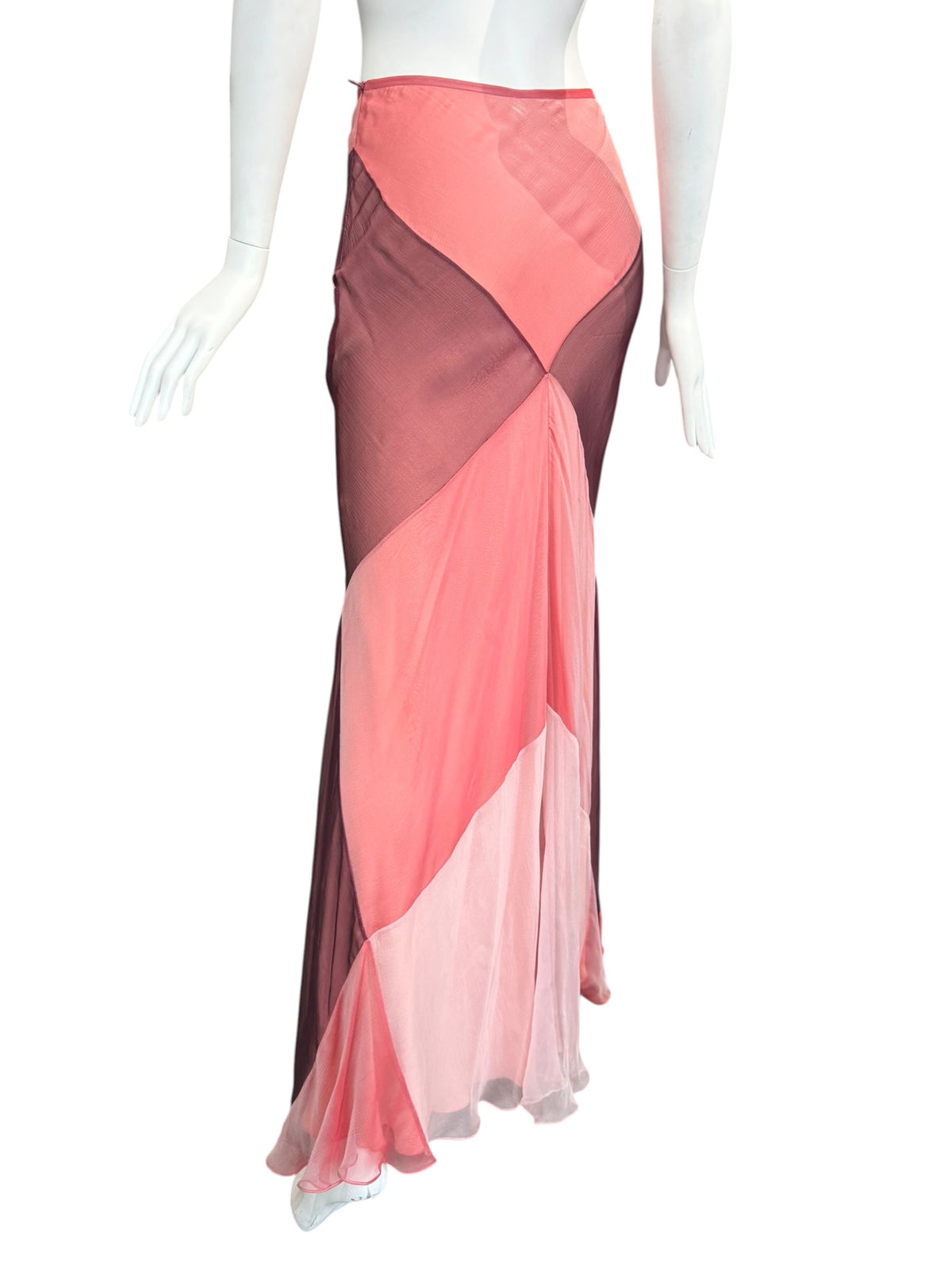PLEIN SUD SUN 1990s PINK SILK MAXI SKIRT