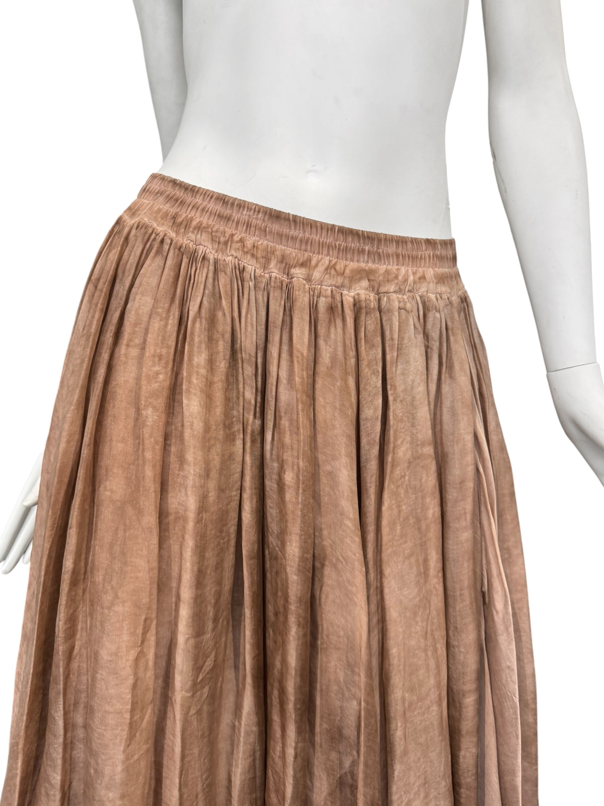SANCTAMUERTE 2020s RUST LAYERED MAXI SKIRT