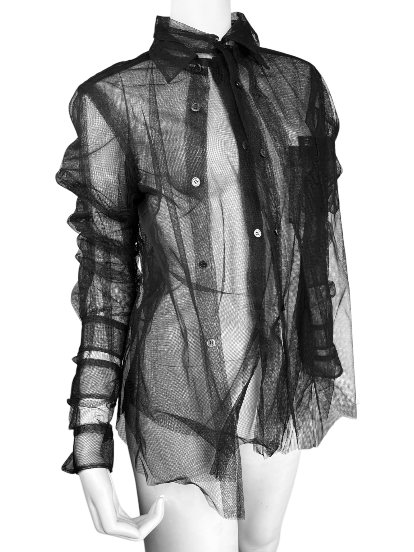 COMME DES GARÇONS 1990s BLACK TULLE TRIPLE LAYERED SHIRT