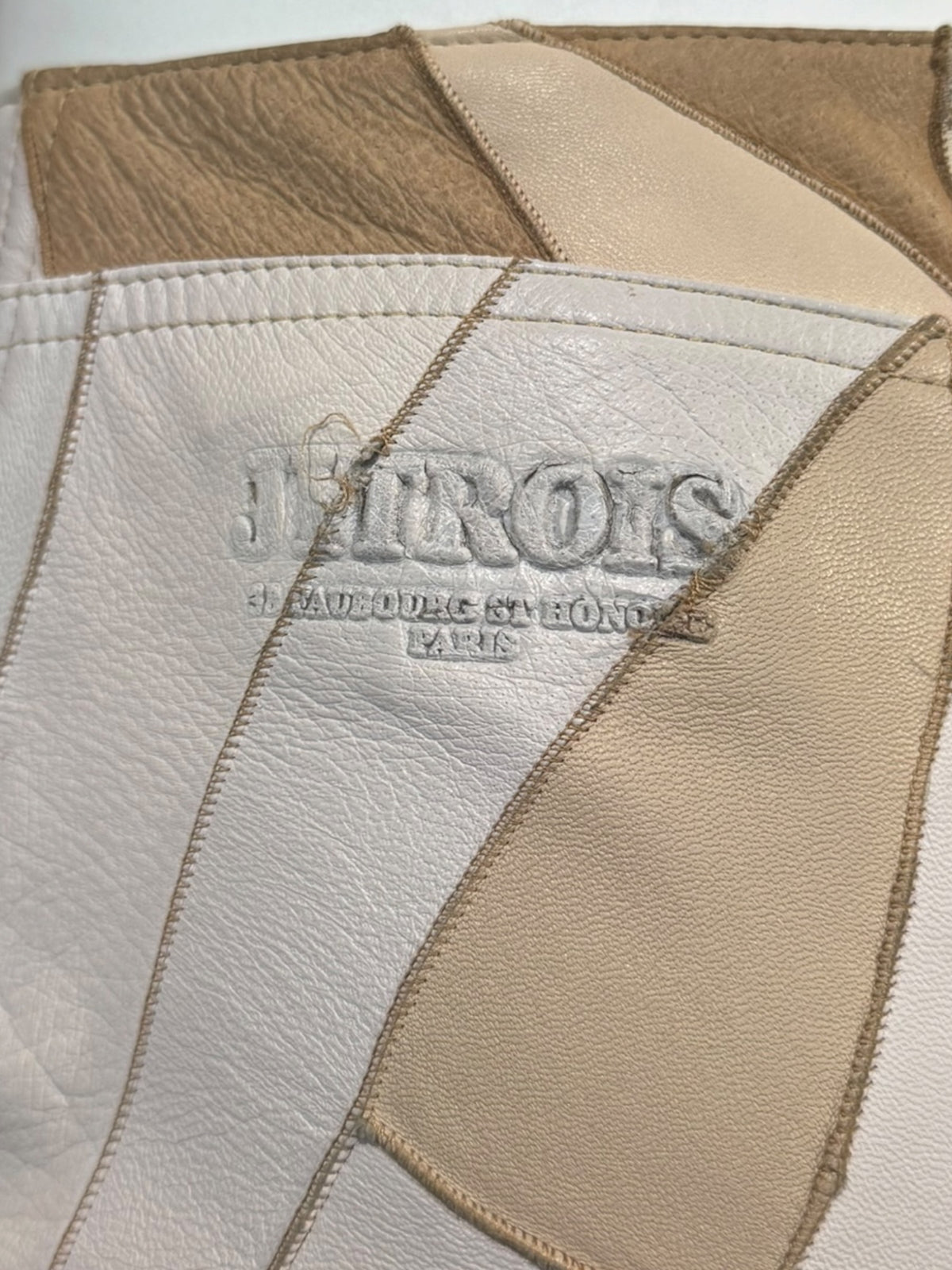 JITROIS 2000s BEIGE LEATHER PATCHWORK PANTS