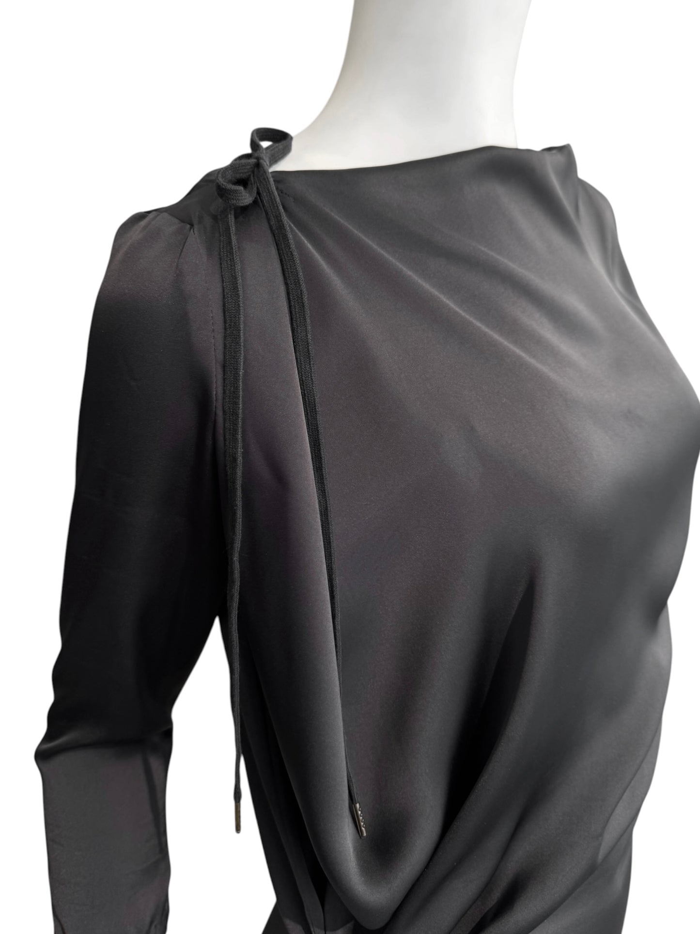 A.F. VANDEVORST RESORT 2010 BLACK SILK WRAP MIDI DRESS