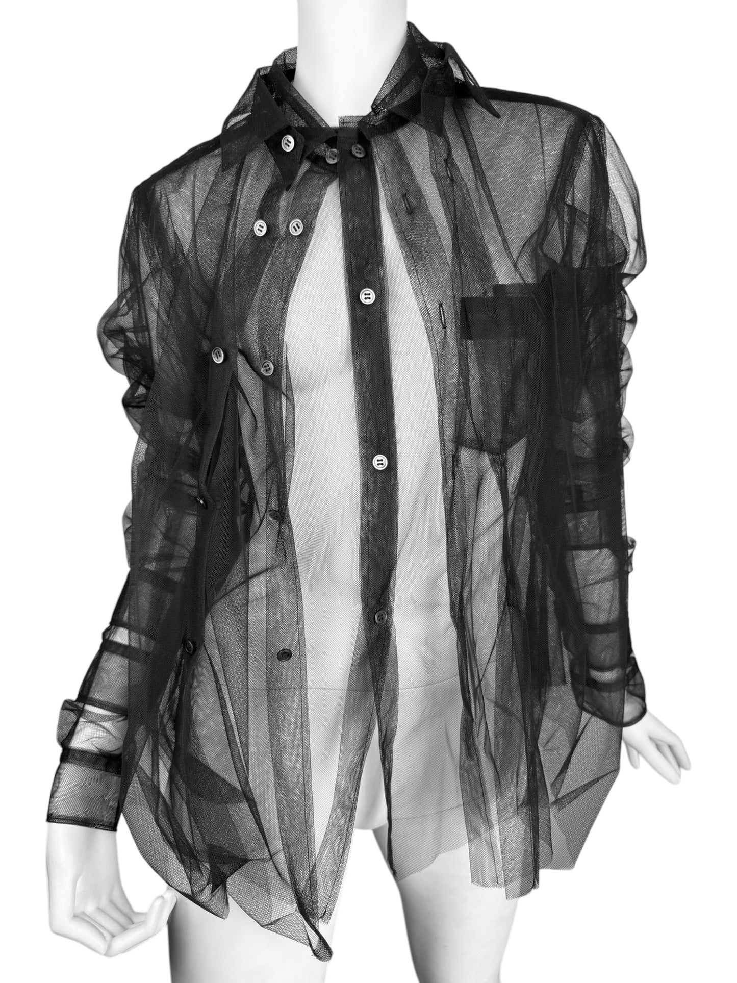 COMME DES GARÇONS 1990s BLACK TULLE TRIPLE LAYERED SHIRT