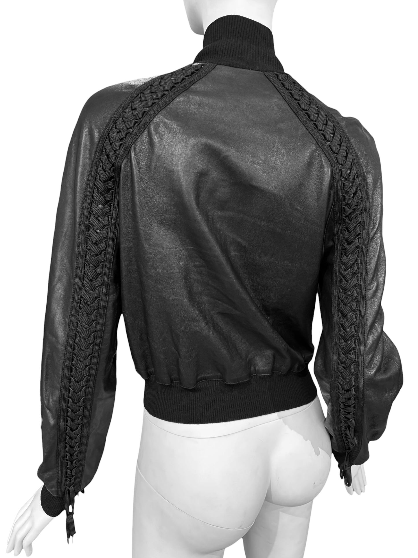 DIOR FW2002 BLACK LEATHER LACE-UP JACKET