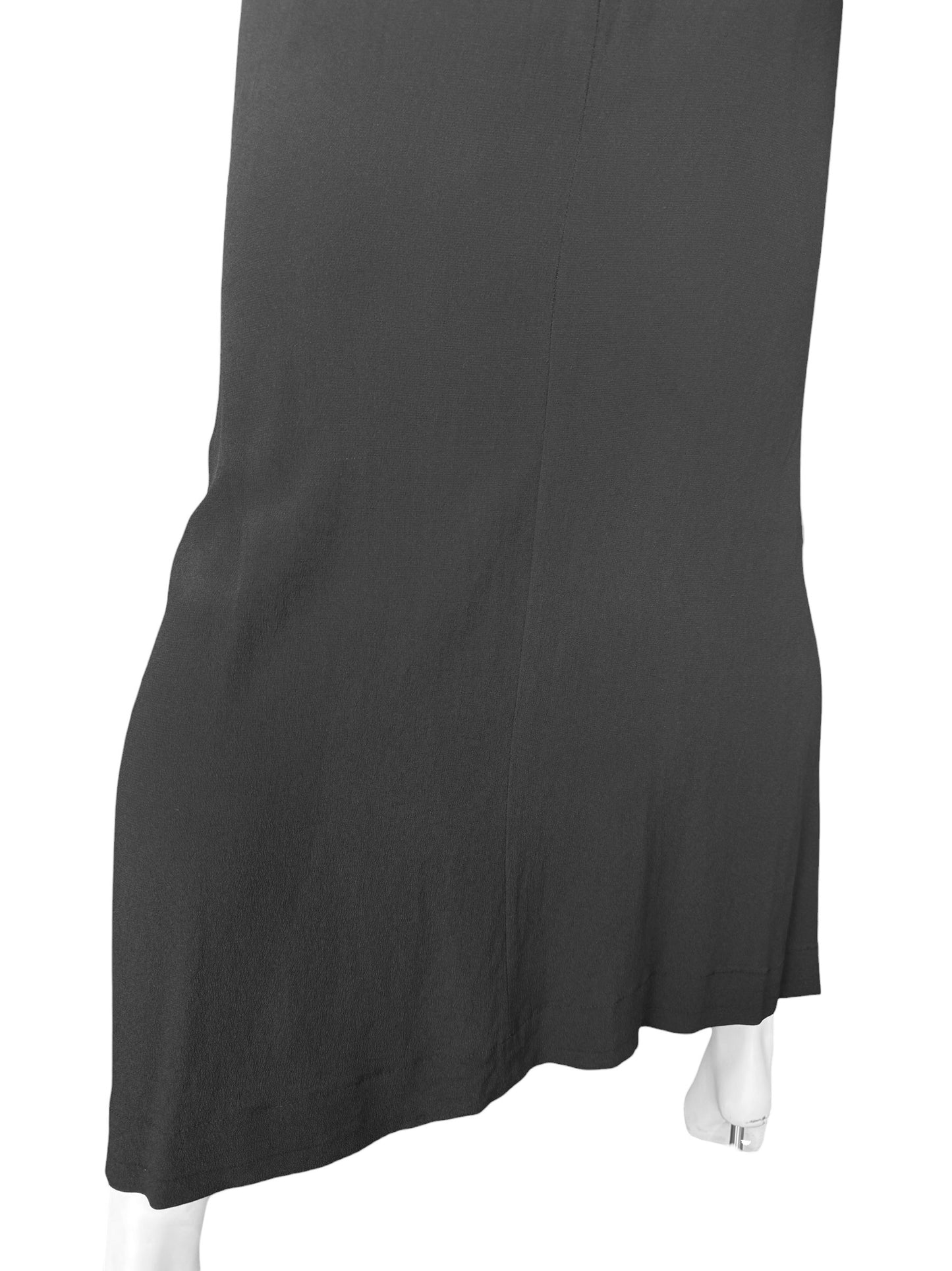 ILARIA NISTRI 2010s BLACK LEATHER & SILK MAXI SKIRT