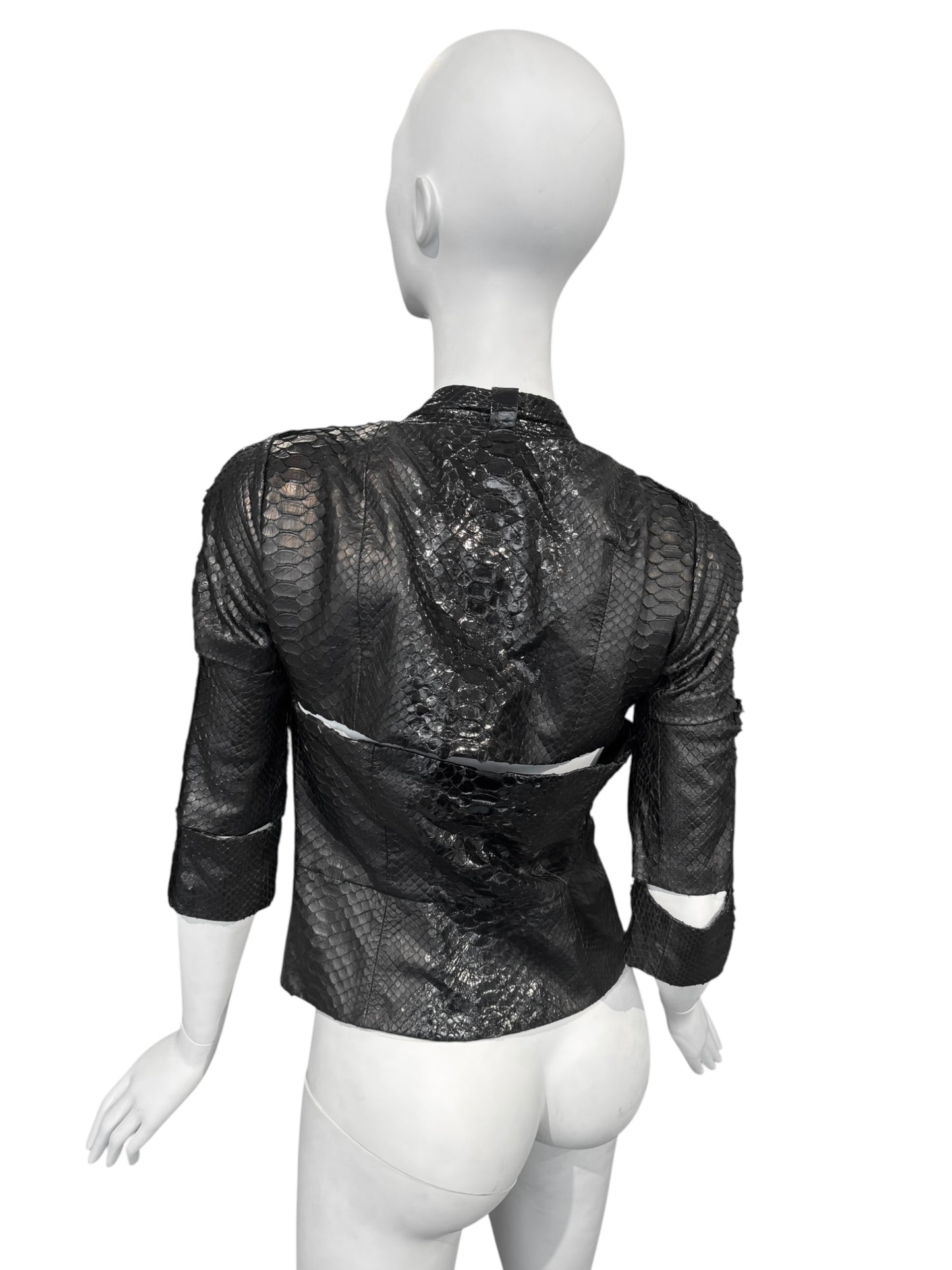 GUCCI SS2010 BY FRIDA GIANNINI BLACK PYTHON LEATHER CUT OUT JACKET